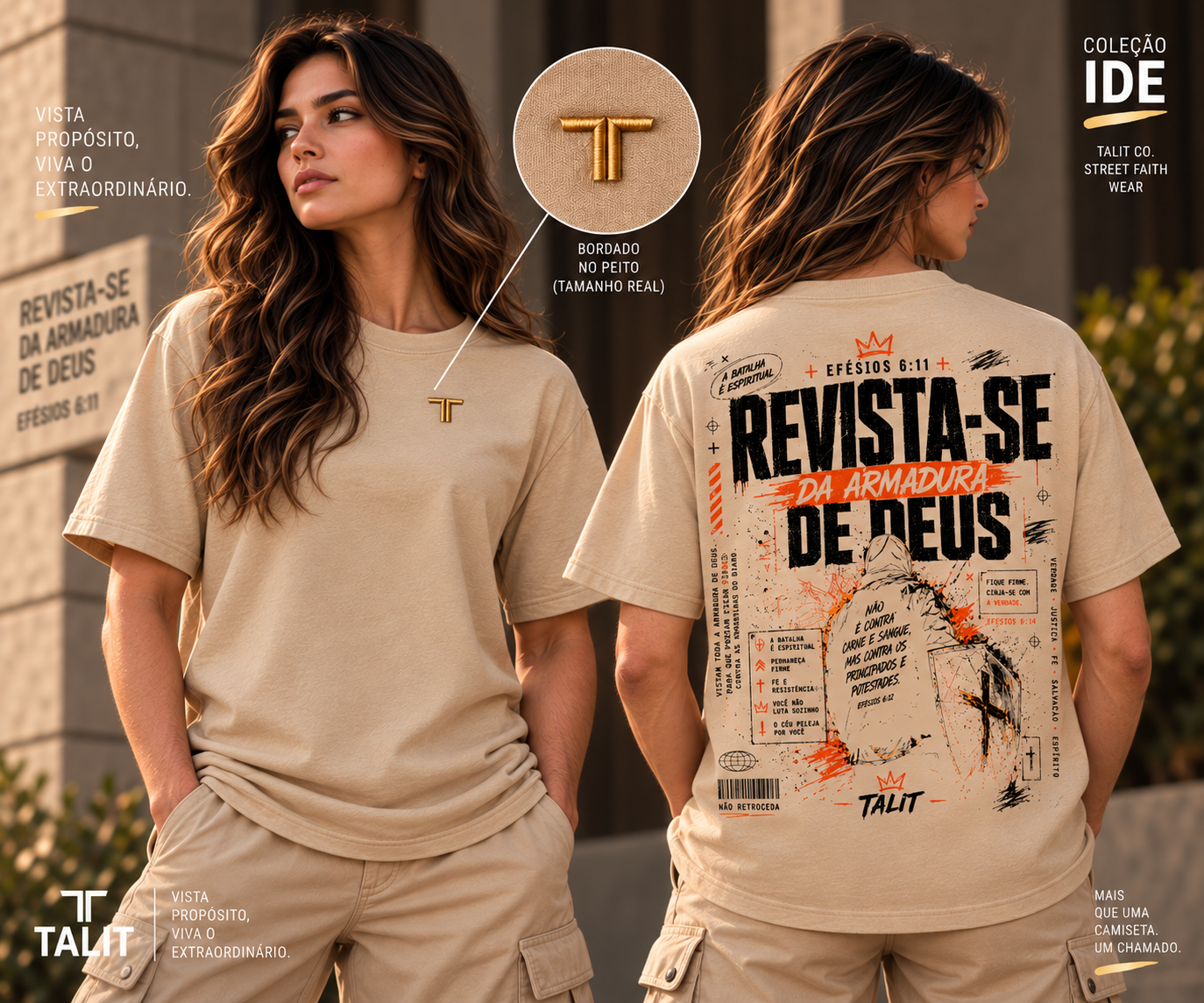 Camiseta IDE - TALIT - AREIA - Cód.: 007