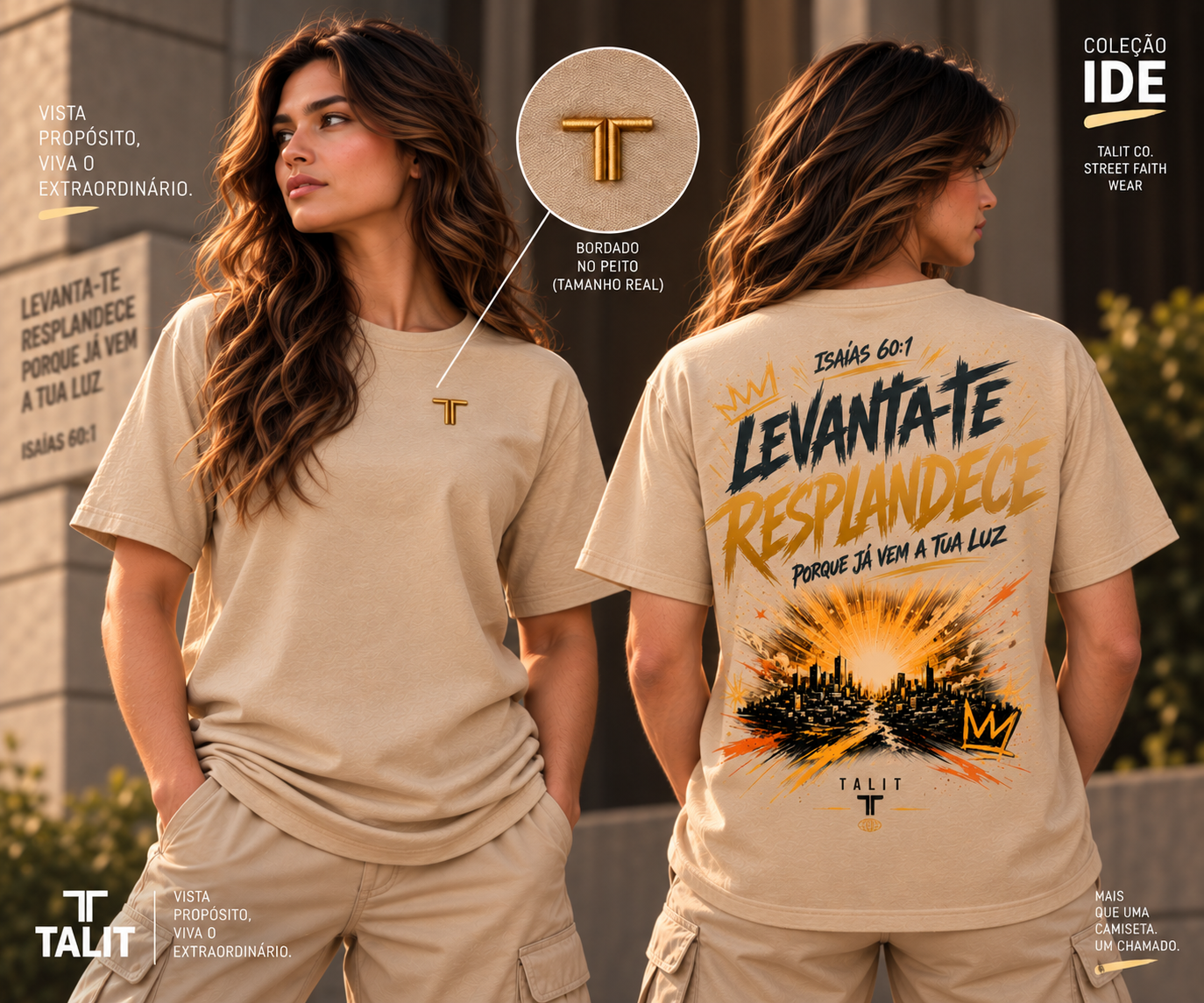 Camiseta IDE - TALIT - AREIA - Cód.: 008