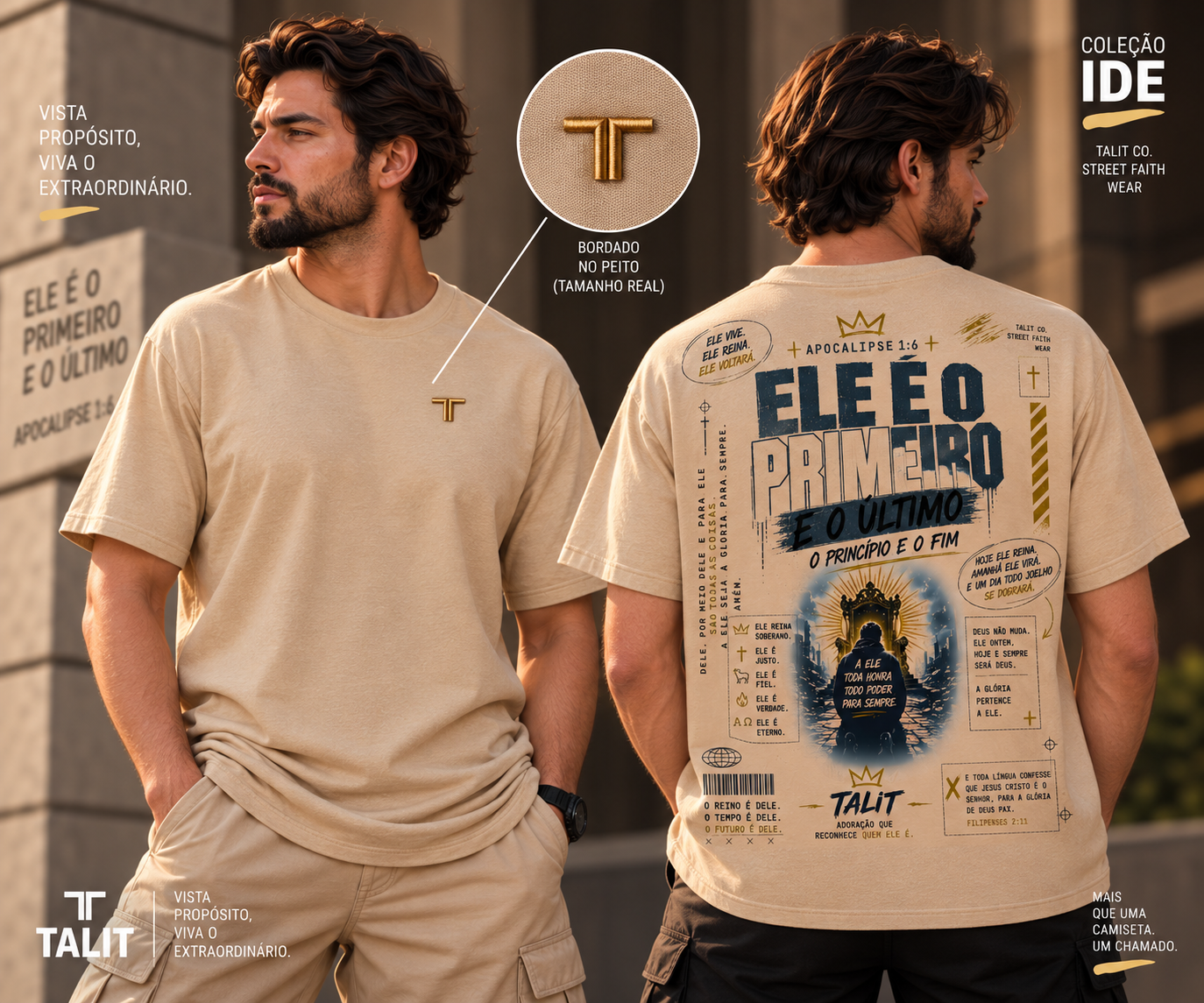 Camiseta IDE - TALIT - AREIA - Cód.: 010