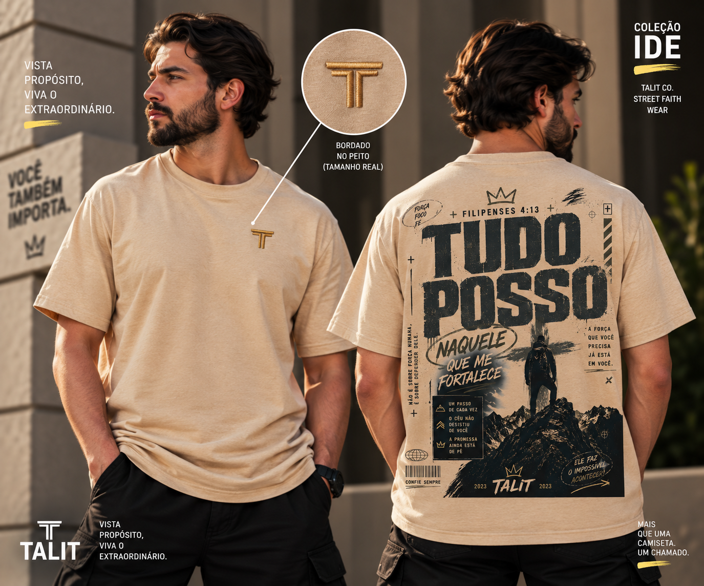 Camiseta IDE - TALIT - AREIA - Cód.: 015