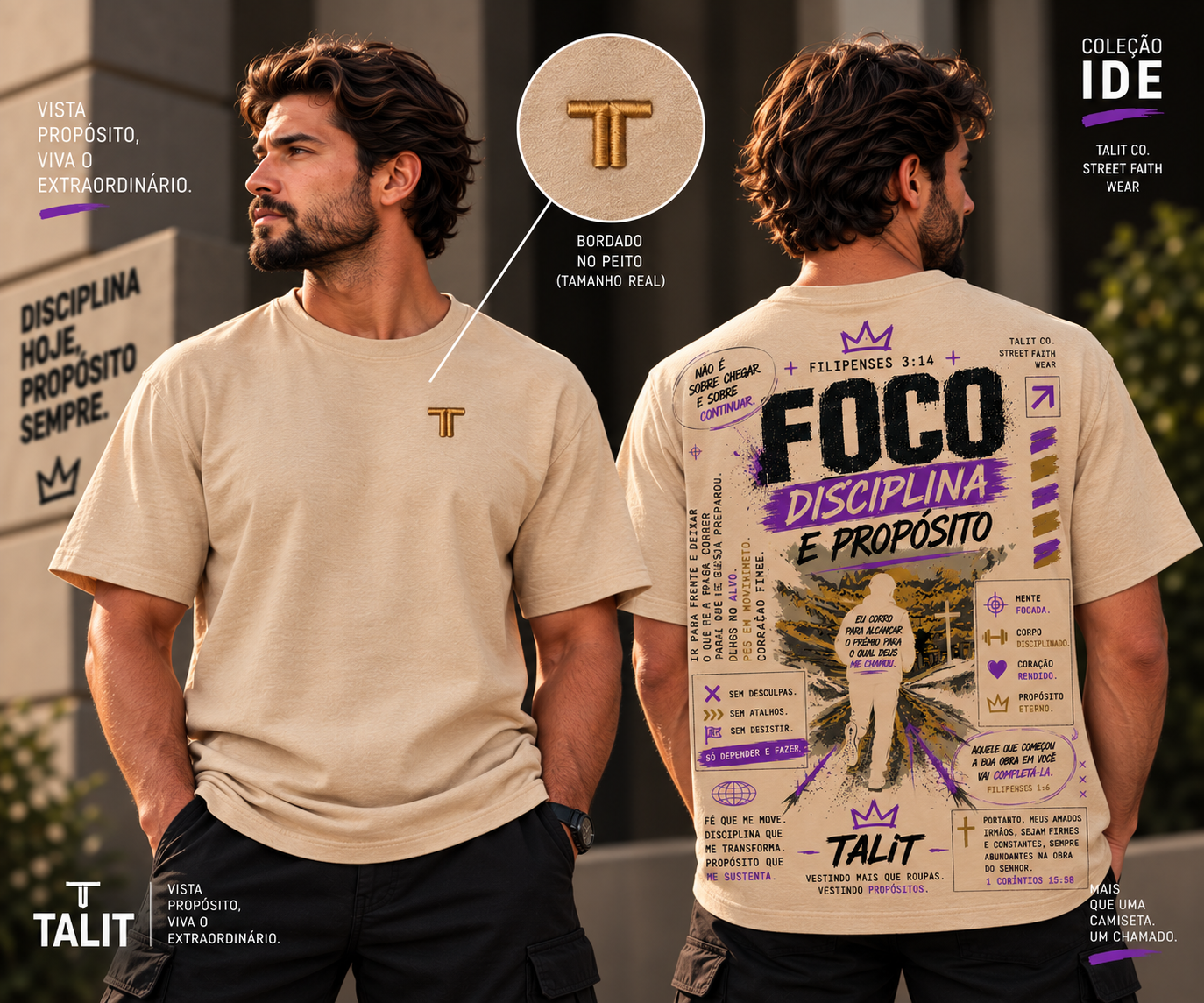 Camiseta IDE - TALIT - AREIA - Cód.: 018