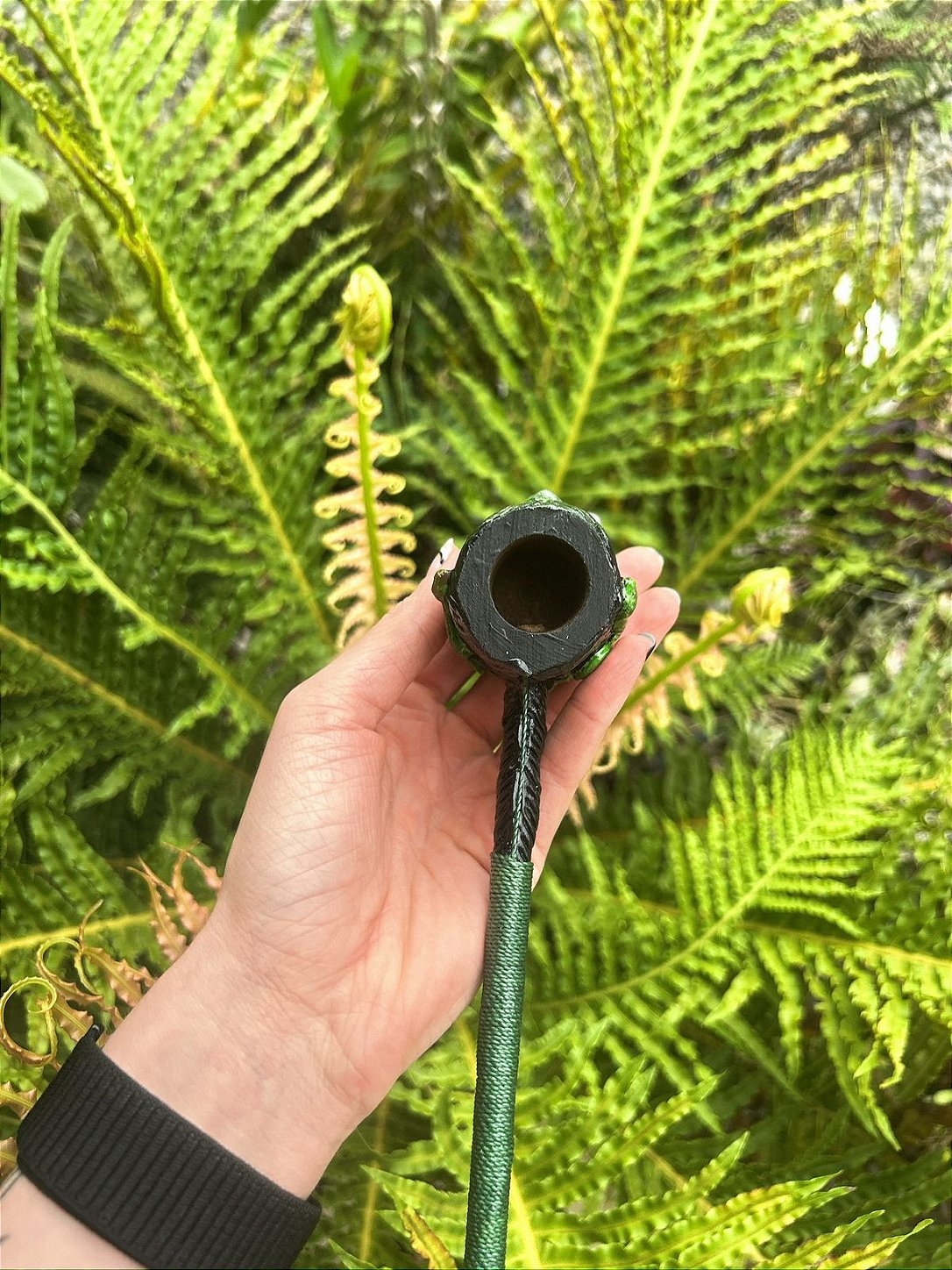 Cachimbo Artesanal Umbanda Cobra Biscuit Canela Bambu Akanba
