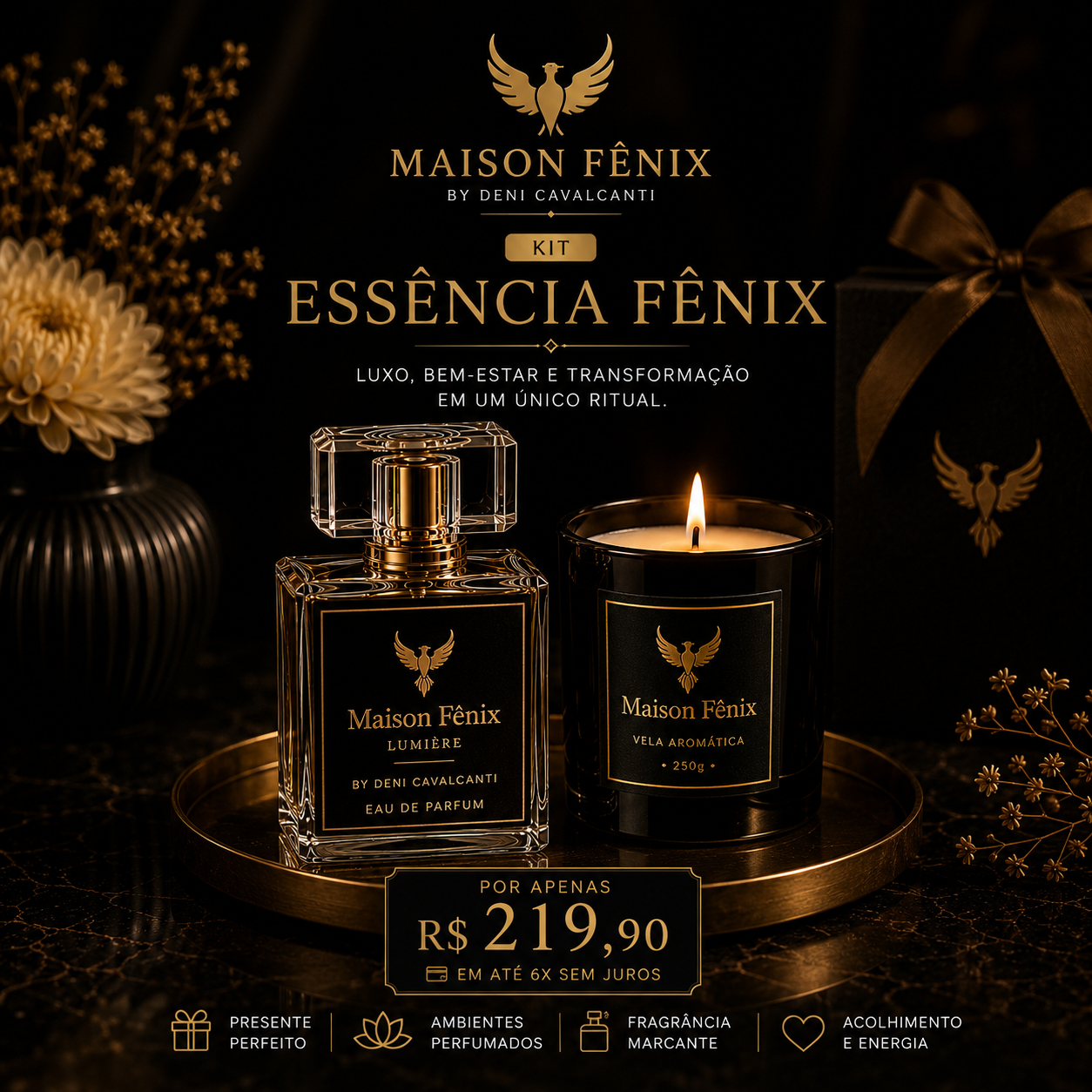 KiIT ESSÊNCIA FÊNIX – PERFUME LUMIÉRE + VELA RITUAL FÊNIX