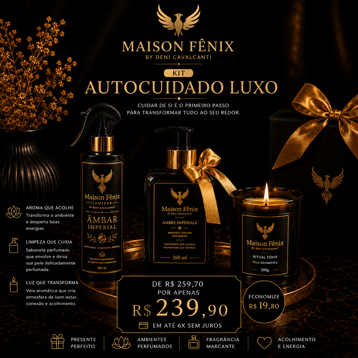 KIT AUTOCUIDADO LUXO – MAISON FÊNIX