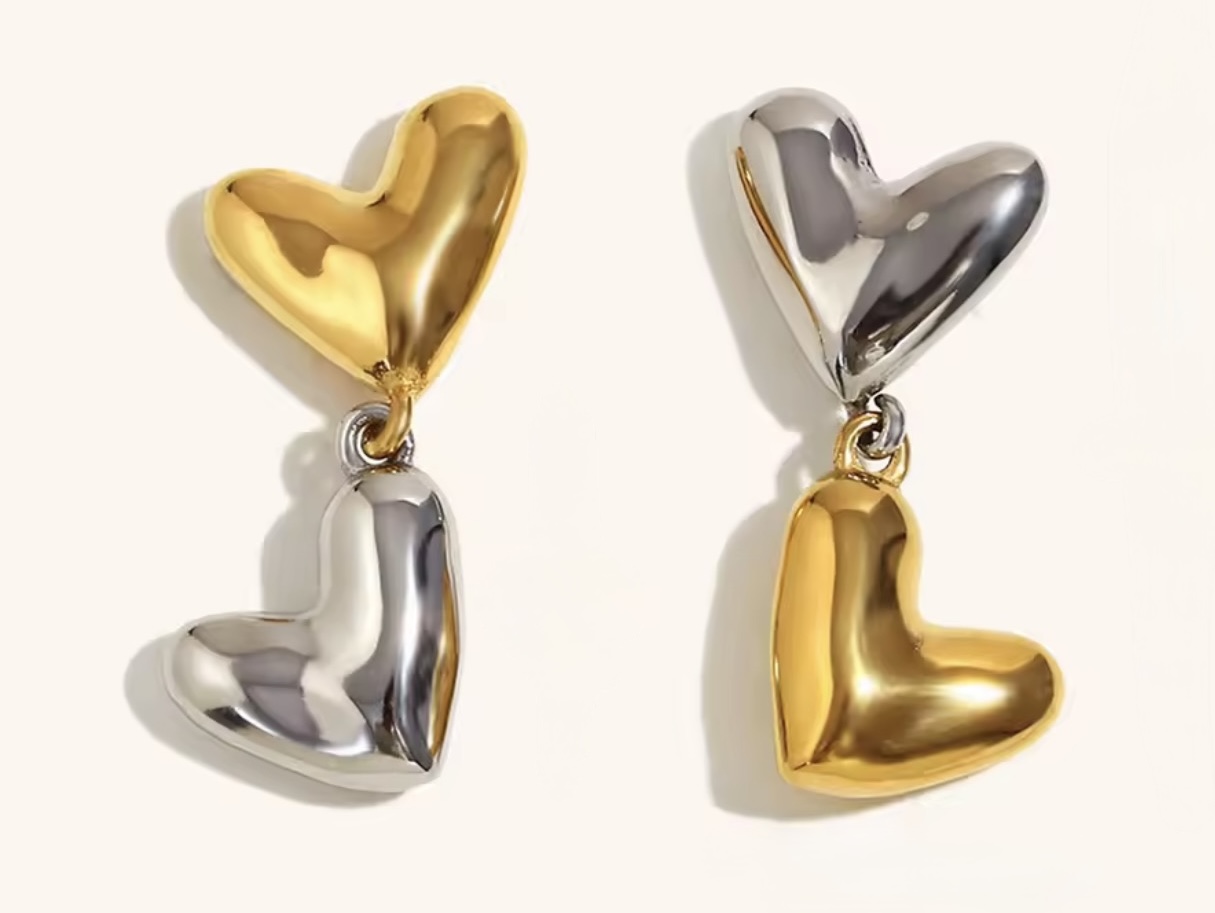 Brinco Duo Puffy Heart