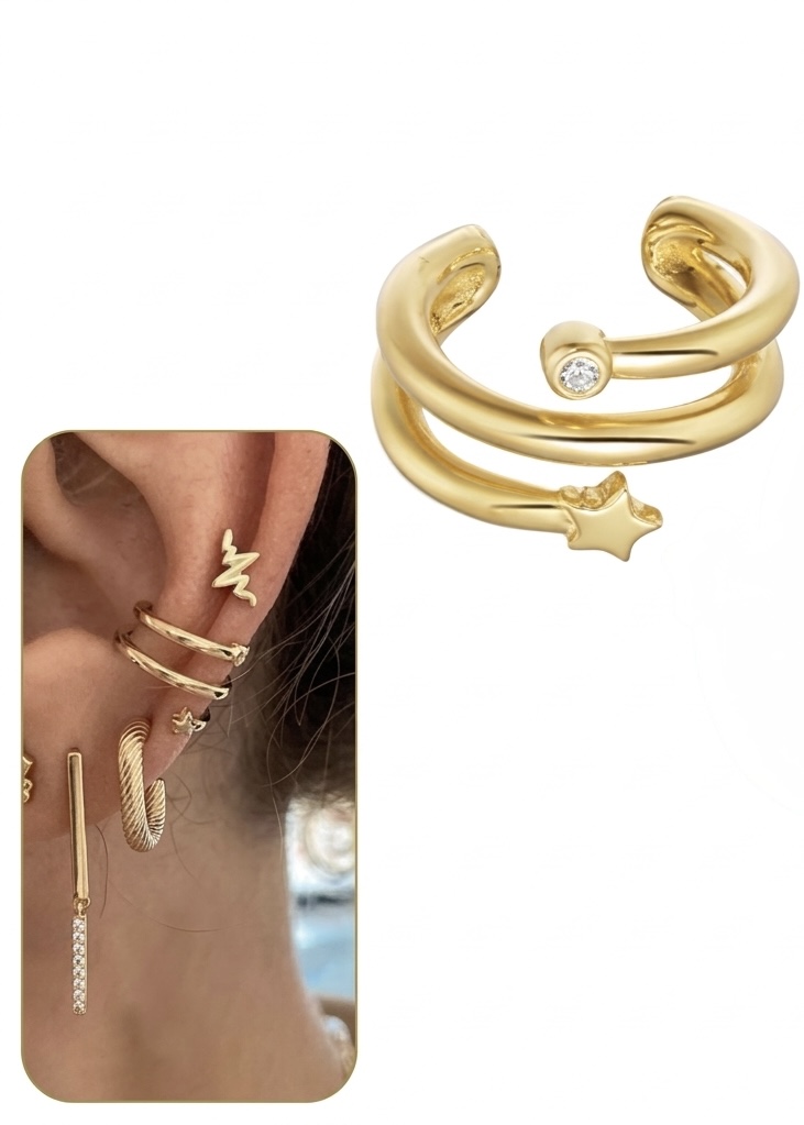 Ear Cuff Orbit Star - Prata 925