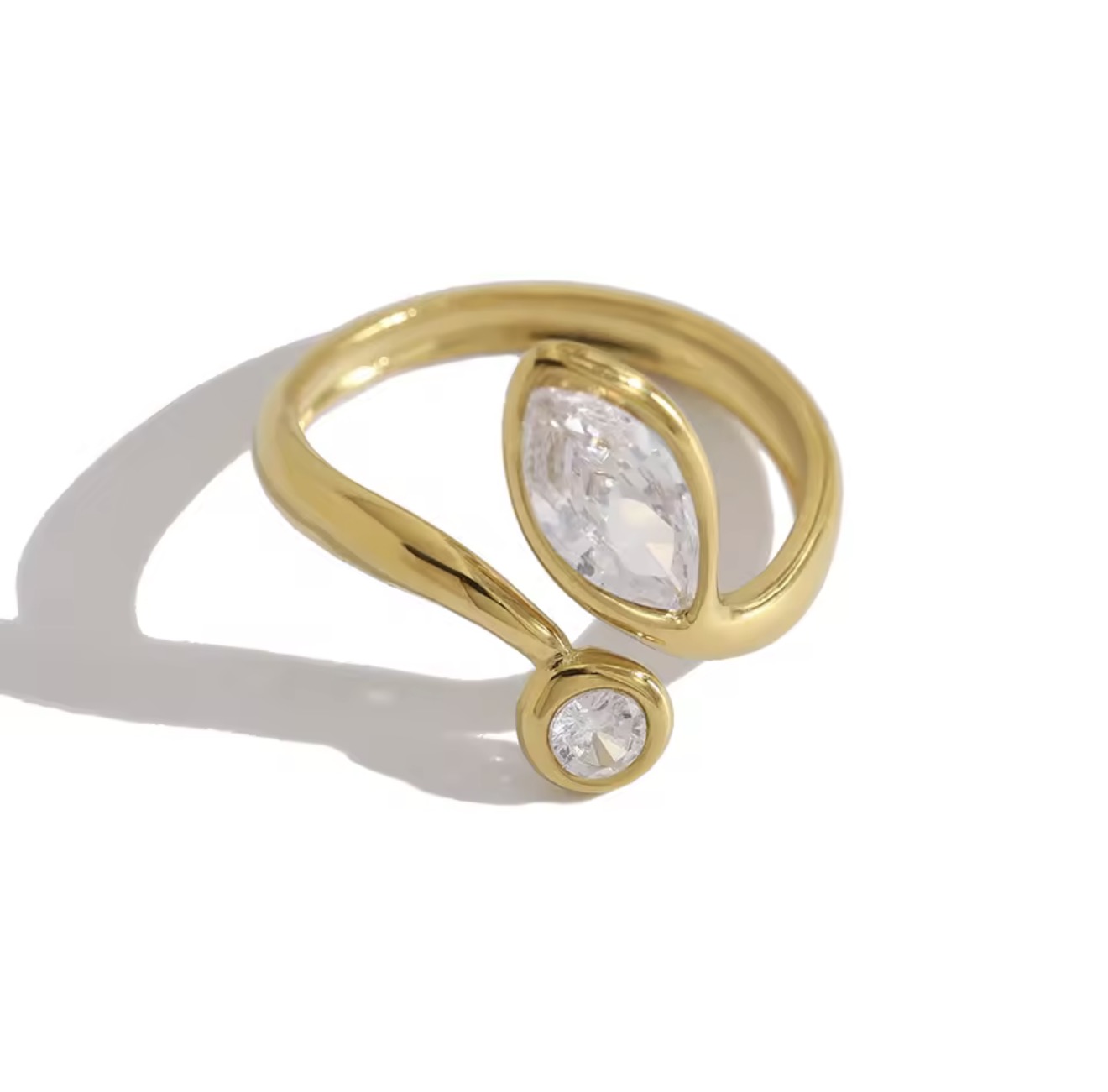 Anel Open Duo Zirconia