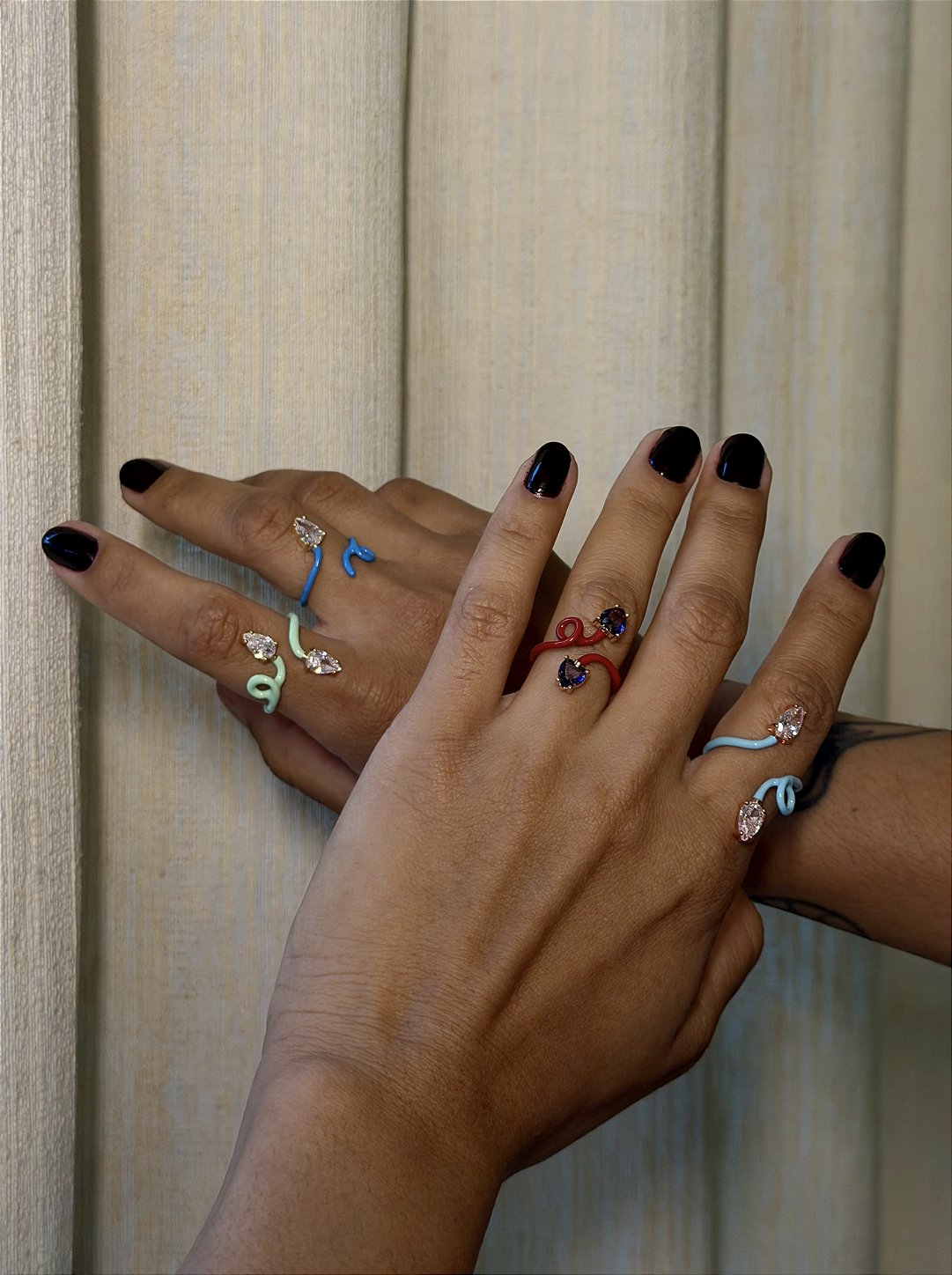 Anel Esmaltado Double Twirl