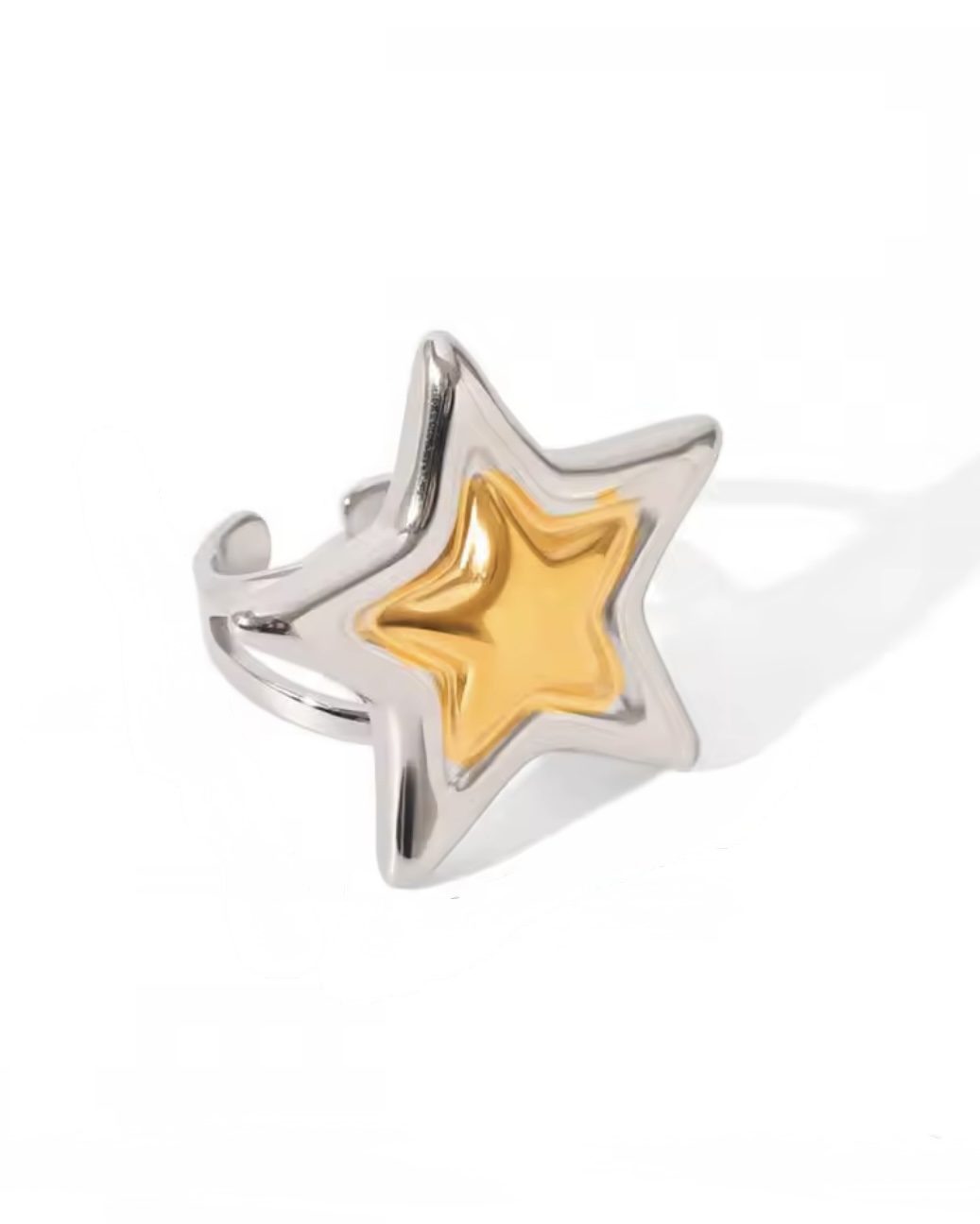 Anel Ajustável Estrela Bicolor