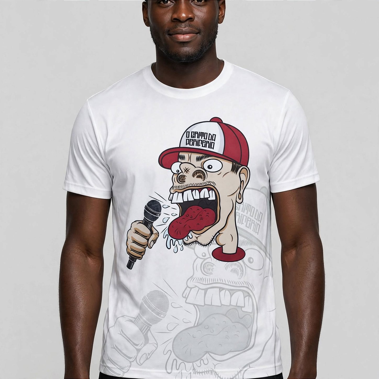T-shirt Branca Estampa O Grito da Periferia - Rap / Streetwear