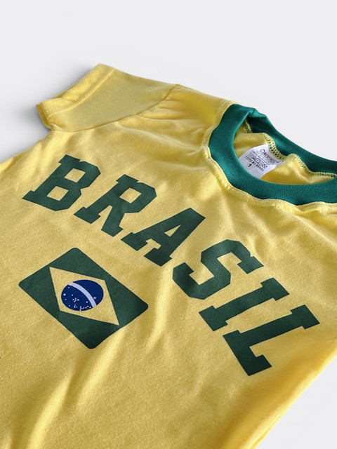 Camiseta Brasil Manga Curta de Malha 100% Algodão