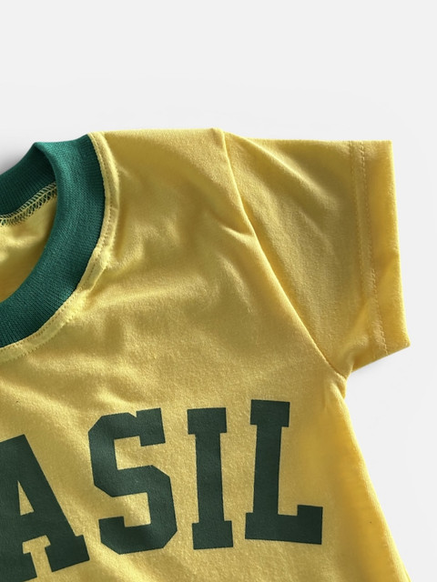 Camiseta Brasil Manga Curta de Malha 100% Algodão