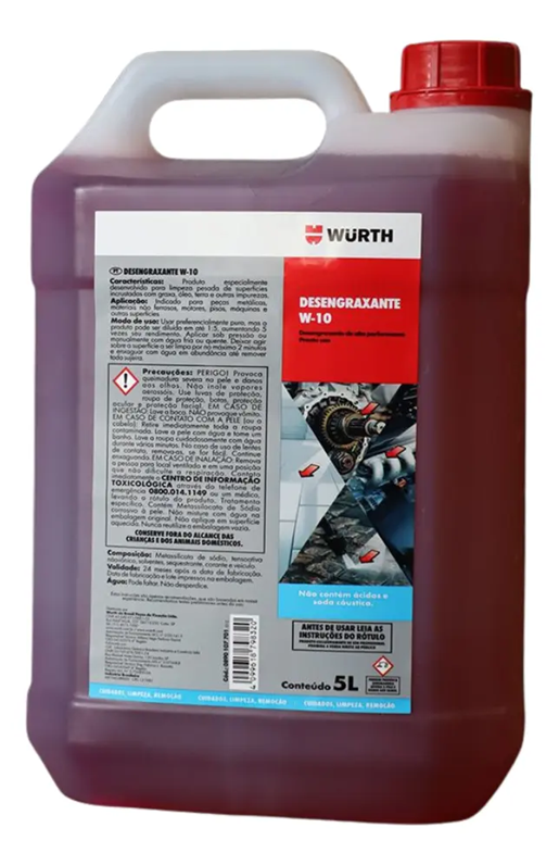 Desengraxante Industrial W-10 Würth 5L - Alta Performance Pronto Uso