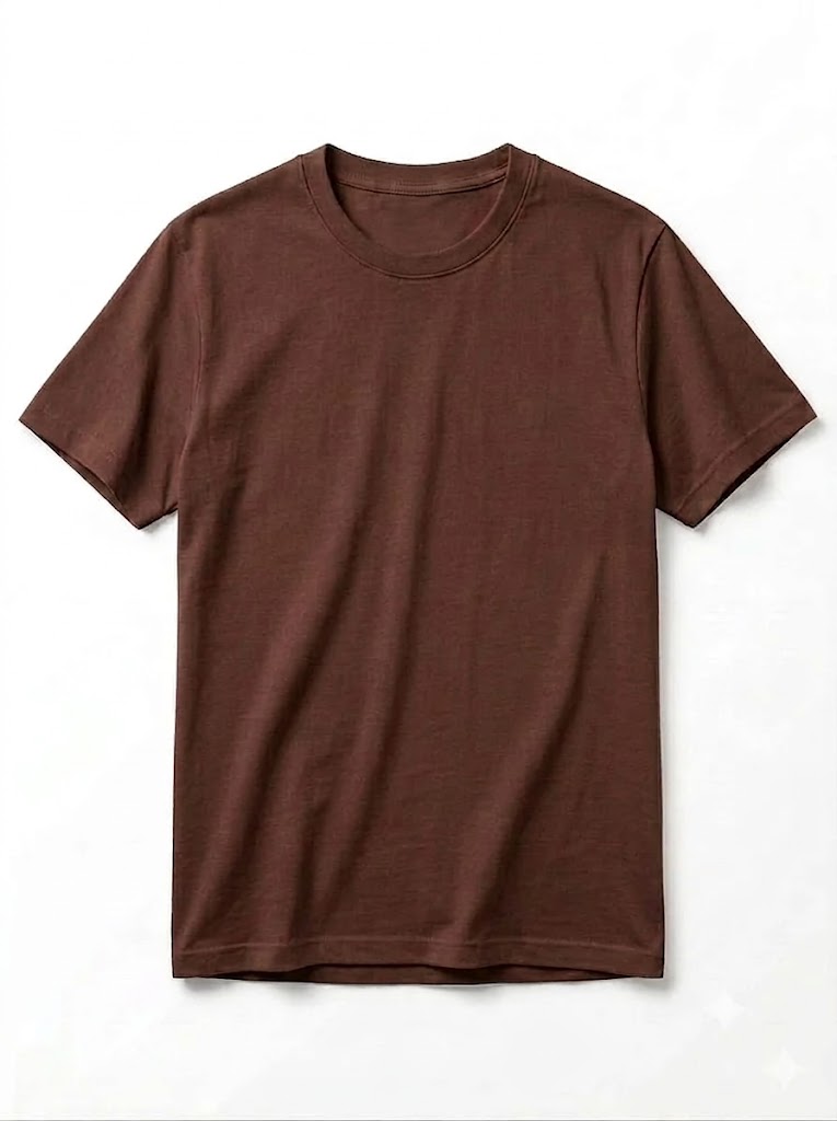 Camiseta Básica Unissex Manga Curta Regular Marrom
