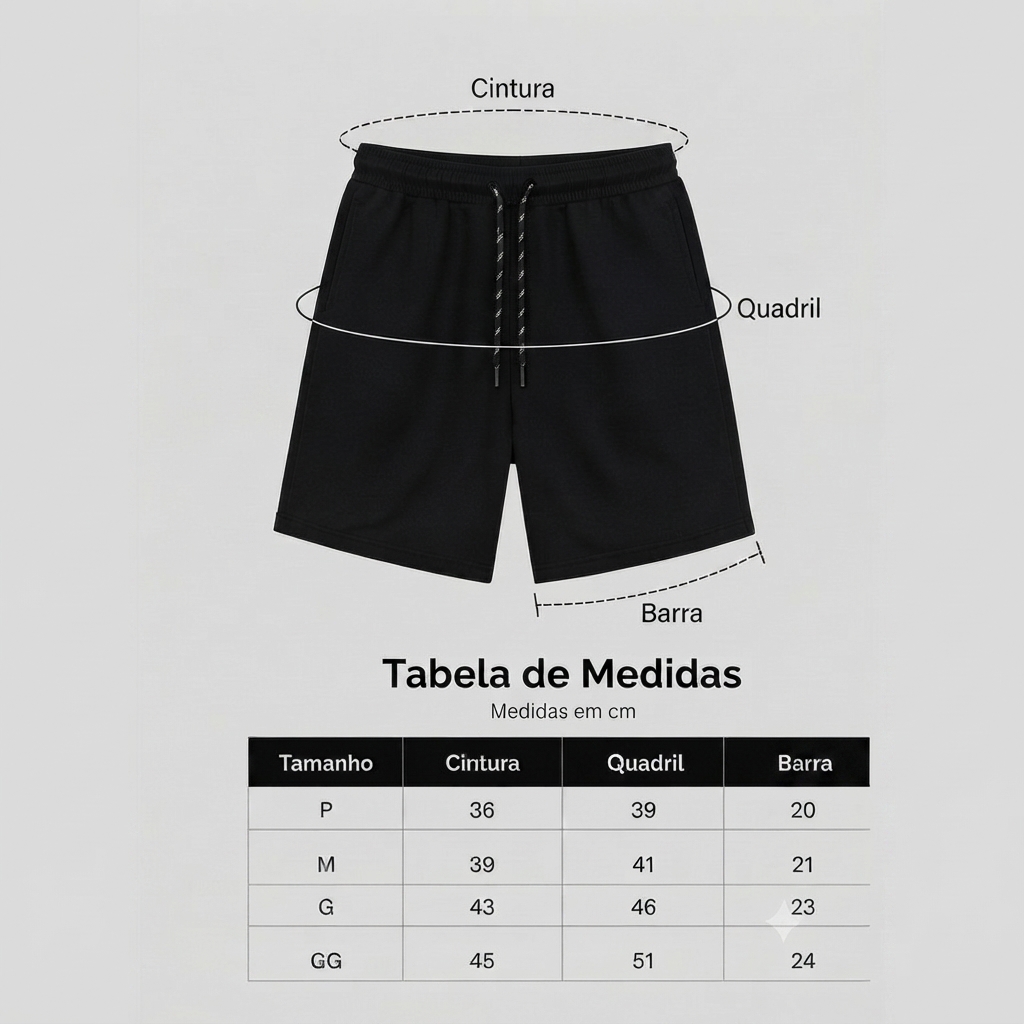 Bermuda Moletom Essencial Preto