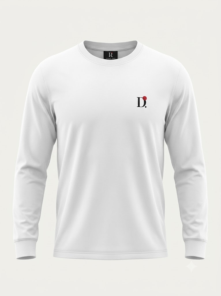 Camiseta Básica Unissex Manga Longa Branca D.ORIGAN
