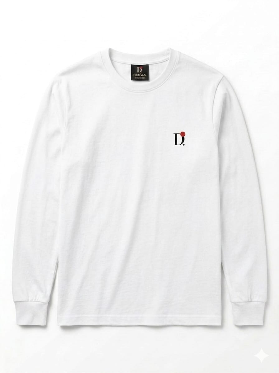 Camiseta Básica Unissex Manga Longa Branca D.ORIGAN