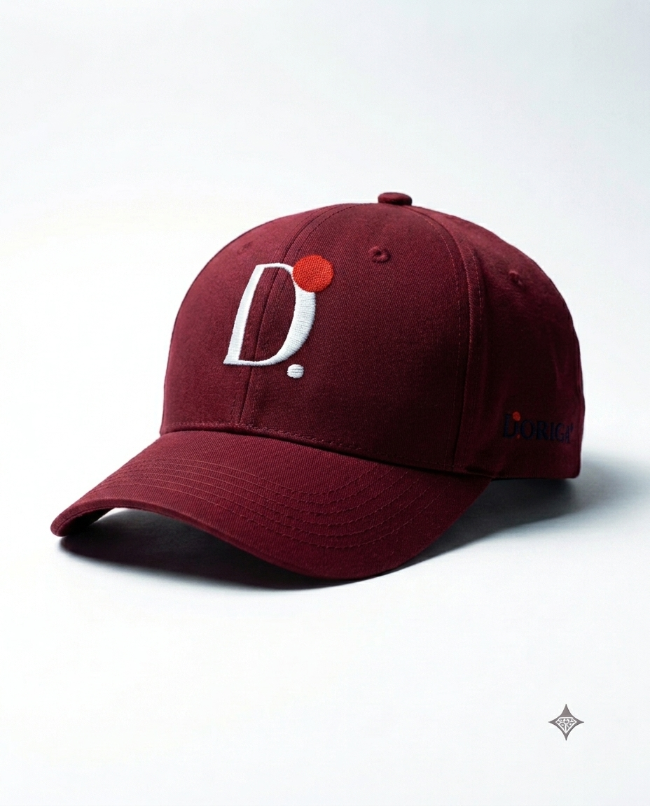 Boné Vermelho Bordo D.ORIGAN® | Ícone D Bordado em Alto Relevo
