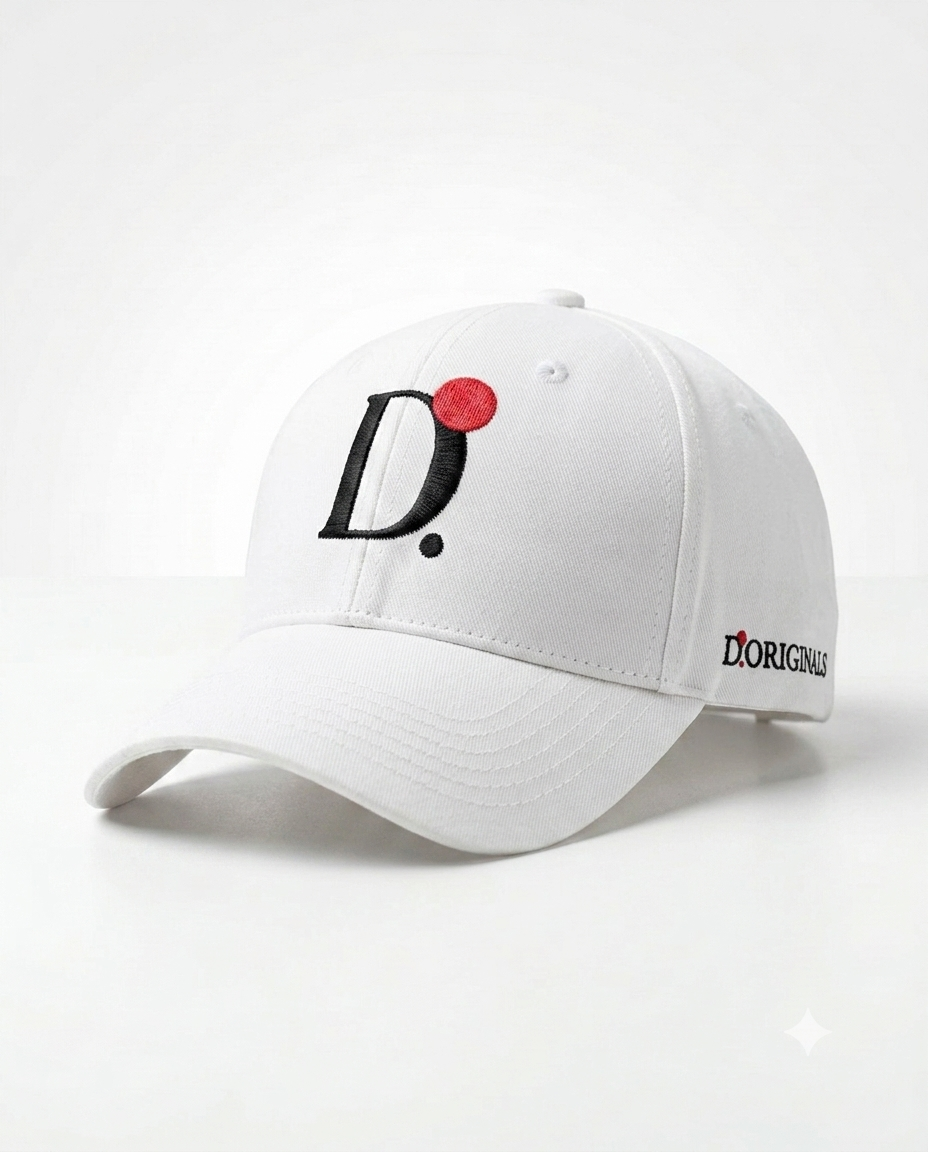 Boné Branco D.ORIGAN® | Ícone D Bordado em Alto Relevo