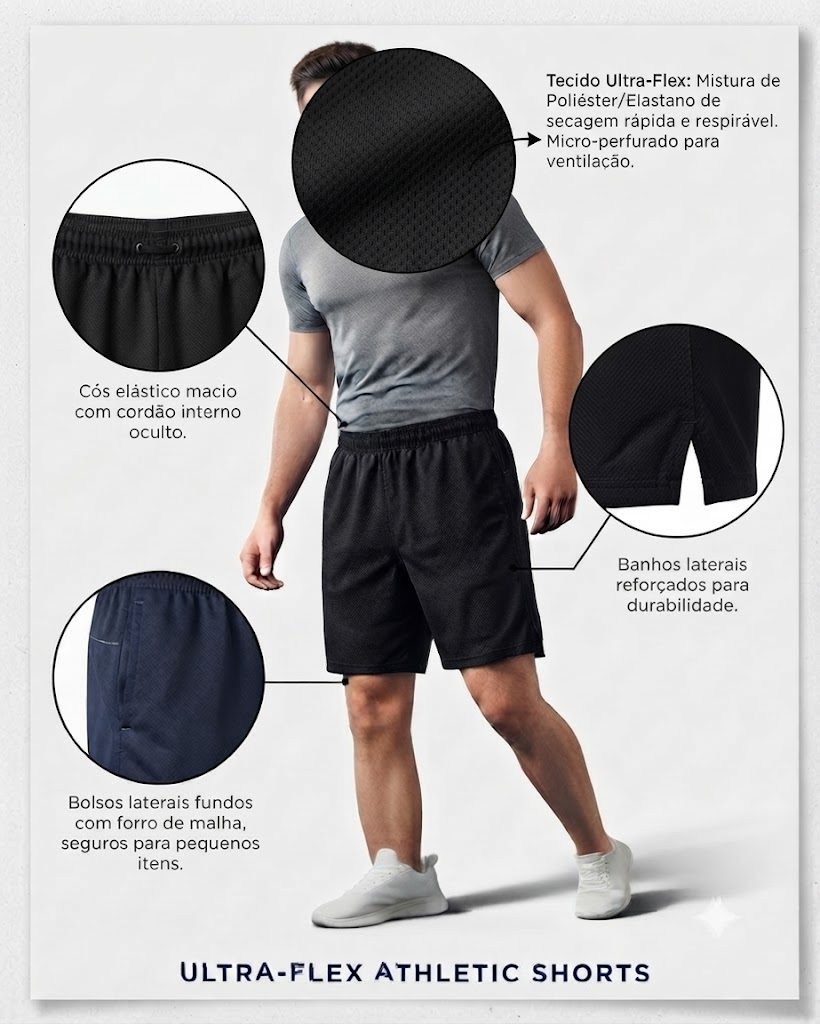 Shorts Tactel Unissex – Preto