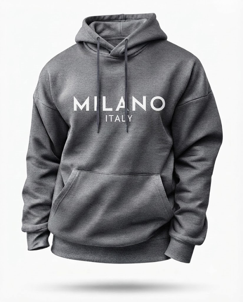Moletom Premium com Capuz Essential Cinza Milano Italy