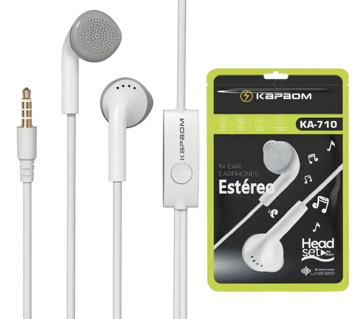 Fone De Ouvido In-ear Kapbom Ka-710 Branco Super Bass
