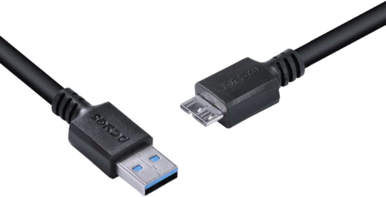 CABO PARA HD EXTERNO USB A 3.0 MACHO PARA MICRO USB B 3.0 (10 PINOS) MACHO 28AWG PURO COBRE 5 METROS - PUAMCM3-5, PCYES