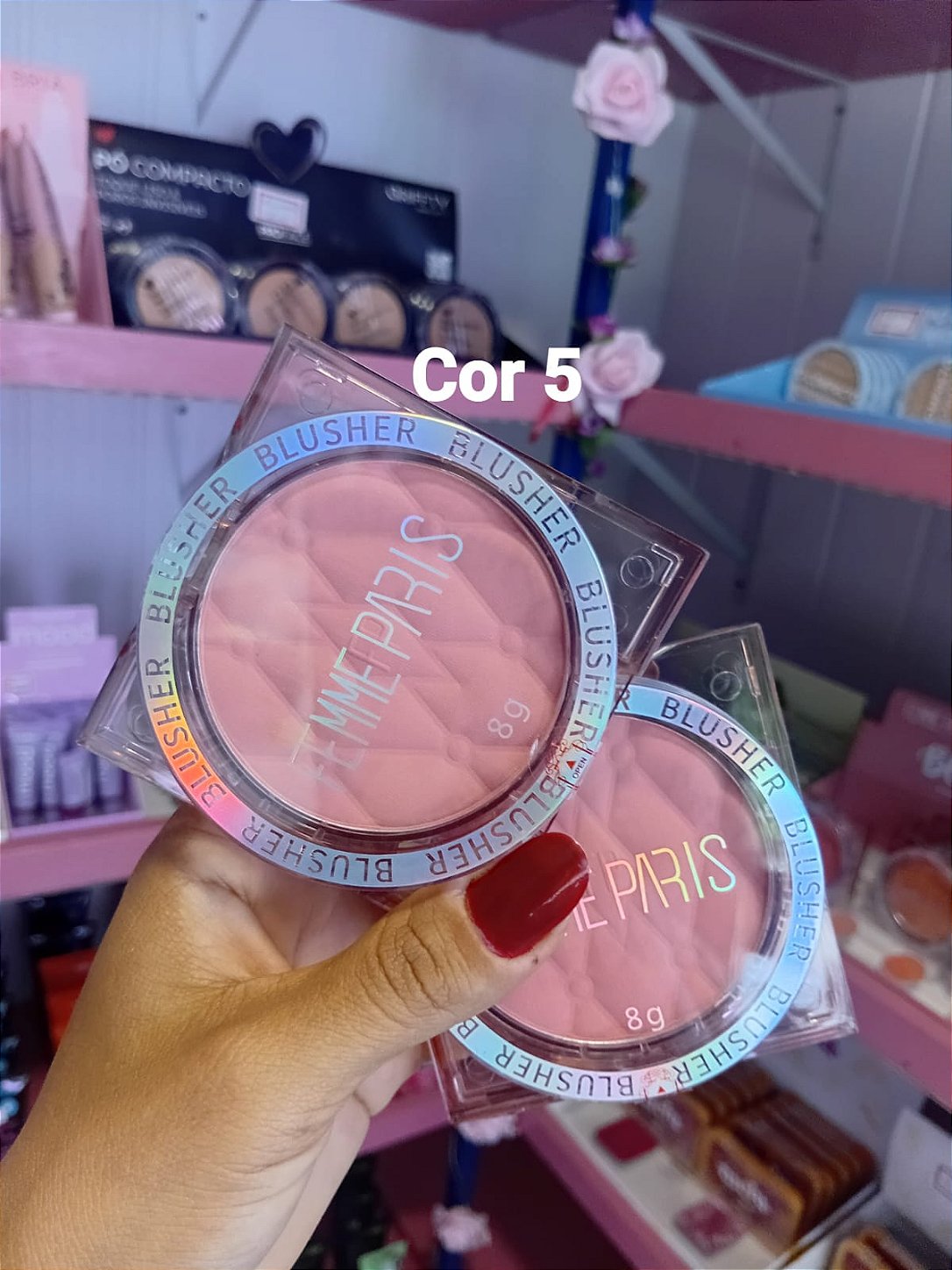 Blush Compacto Blusher Femme Paris (Acabamento Aveludado e Duradouro)