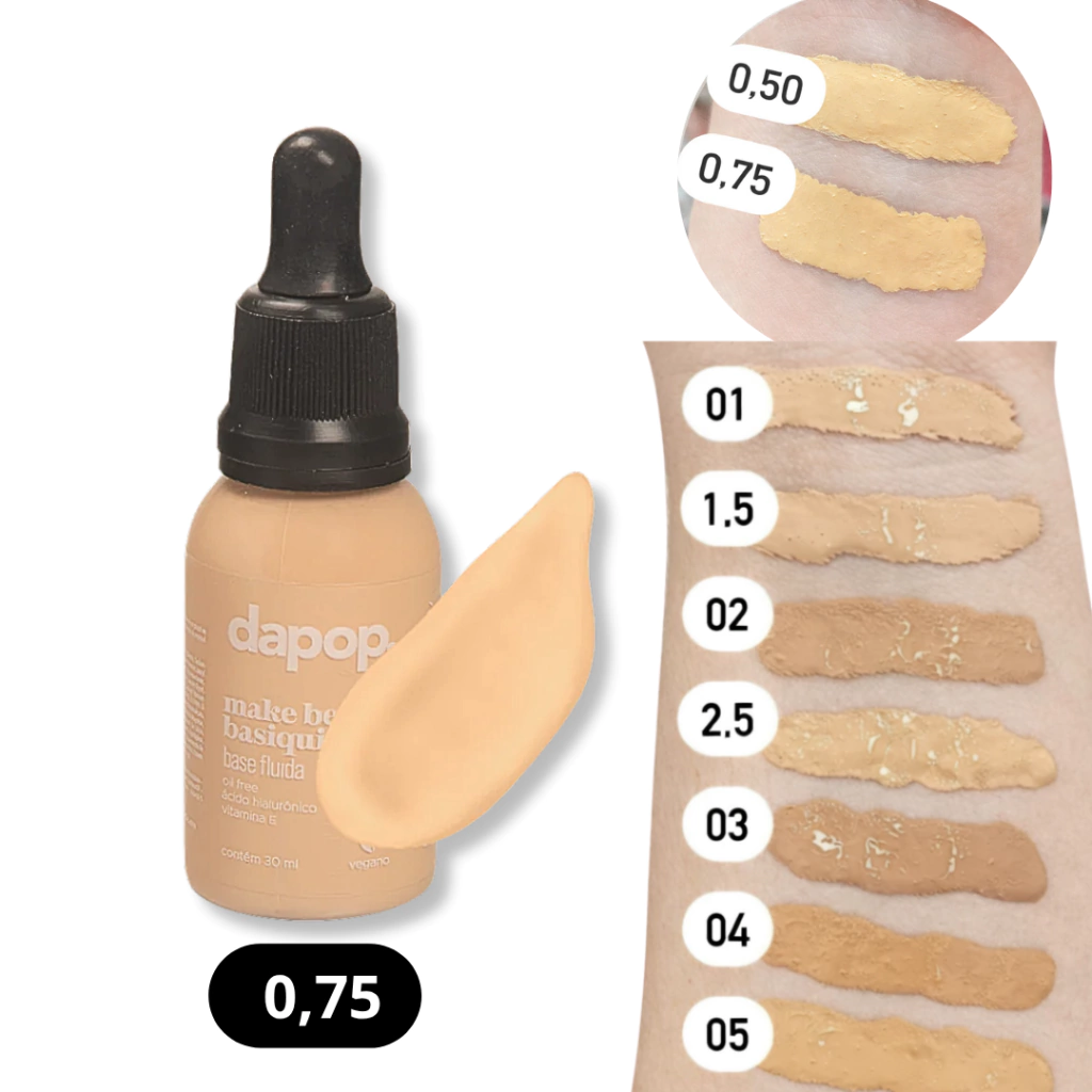 Base Fluida Dapop Make Bem Basiquinha (30ml) – Cobertura Leve e Tratamento para a Pele