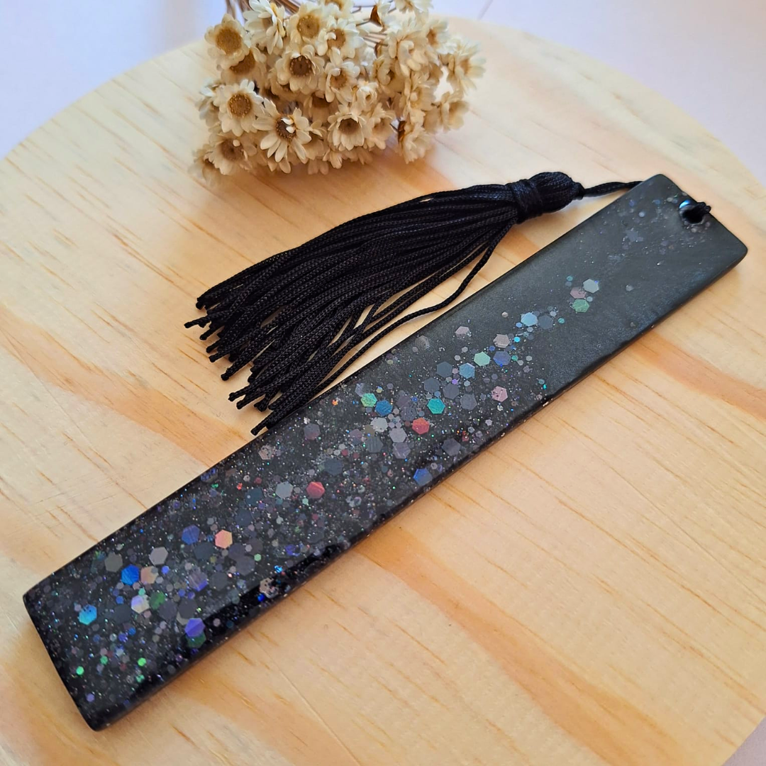 Marcador de Livro - Glitter Preto