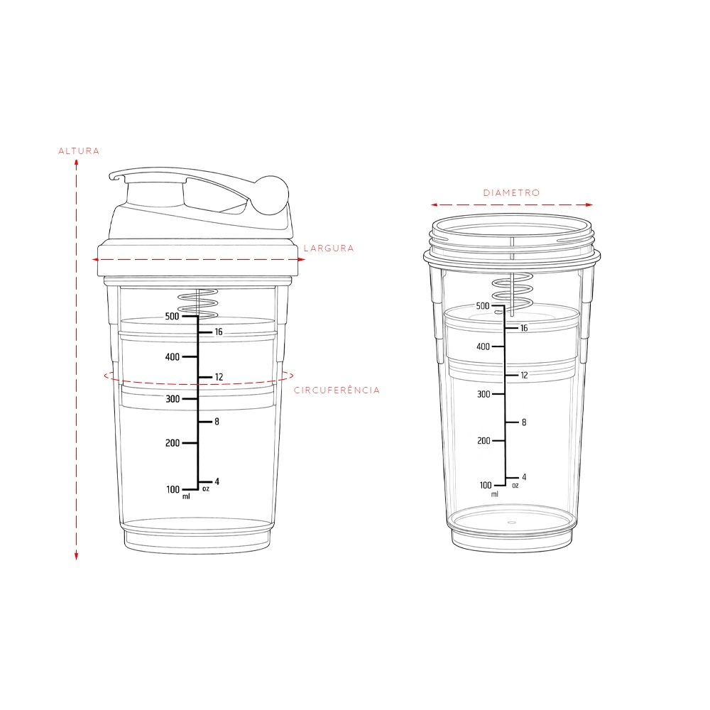 coqueteleira plástica 600 ml - Personalizada - 10 unidades