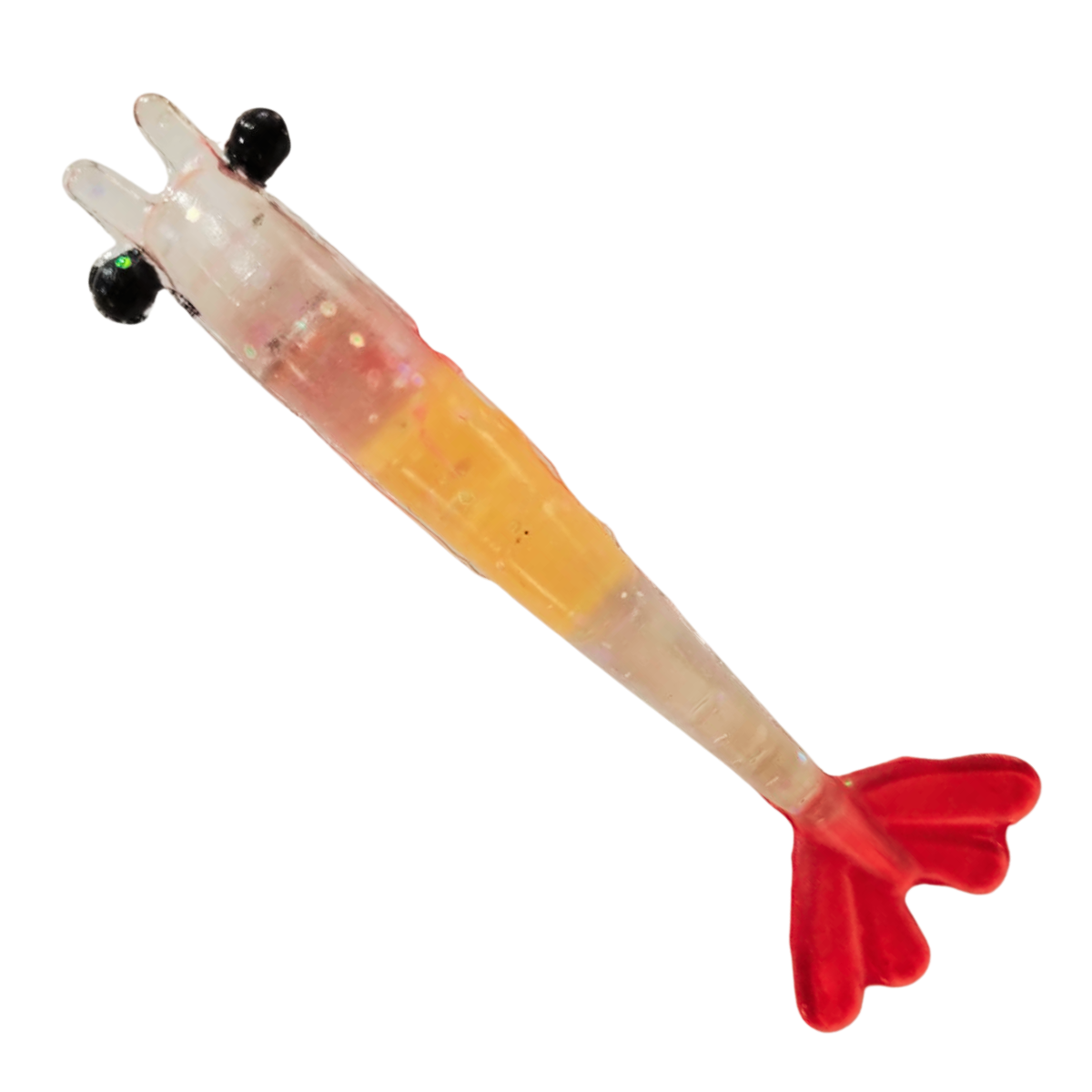 Kit Isca artificial 4 Camarões Red Tail Pescart Tamanhos mistos (6,7,8,9cm) silicone.