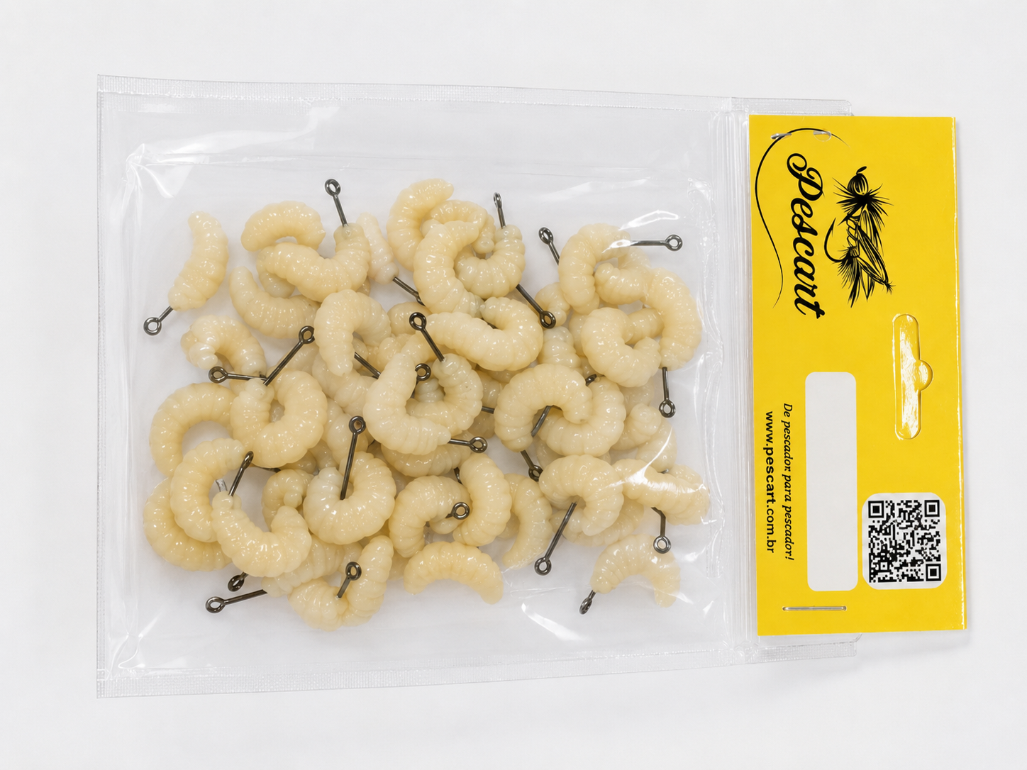 Kit Bichinho da Laranja Pescart 10 unidades com Anzol e Aroma em Pó.