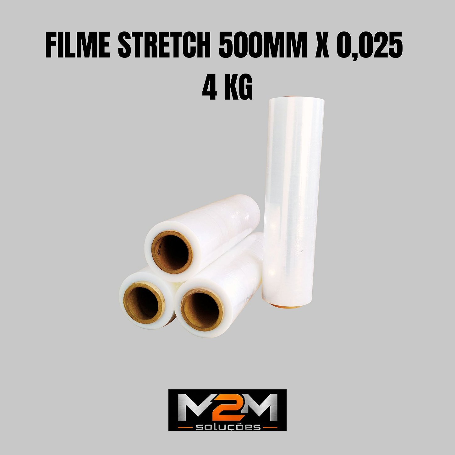 Bobina Filme Stretch 500mm x 0,025mm com tubo manual 4kg em Itu
