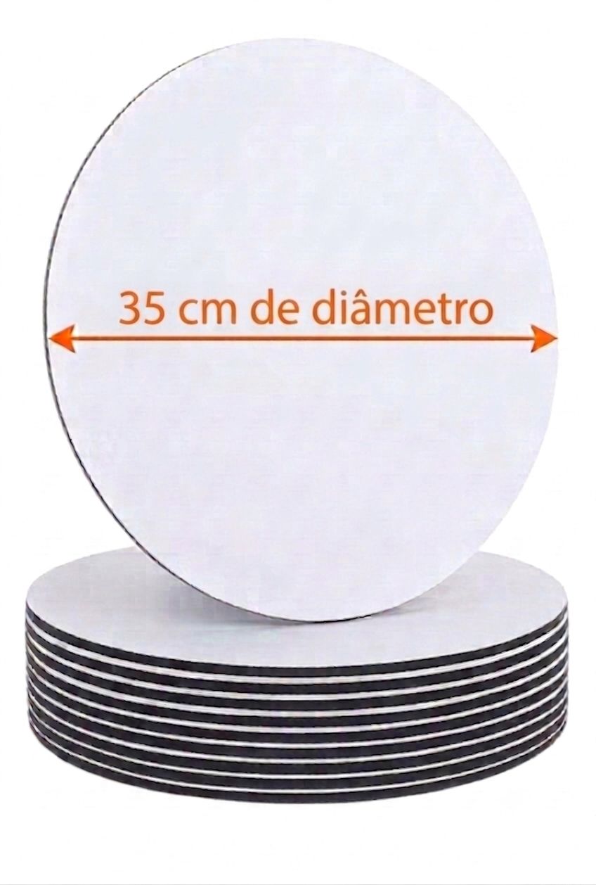 KIT 10 CAKE BOARD 35CM/ PRATO/ TÁBUA/ BOLO/ MDF 3MM BRANCO