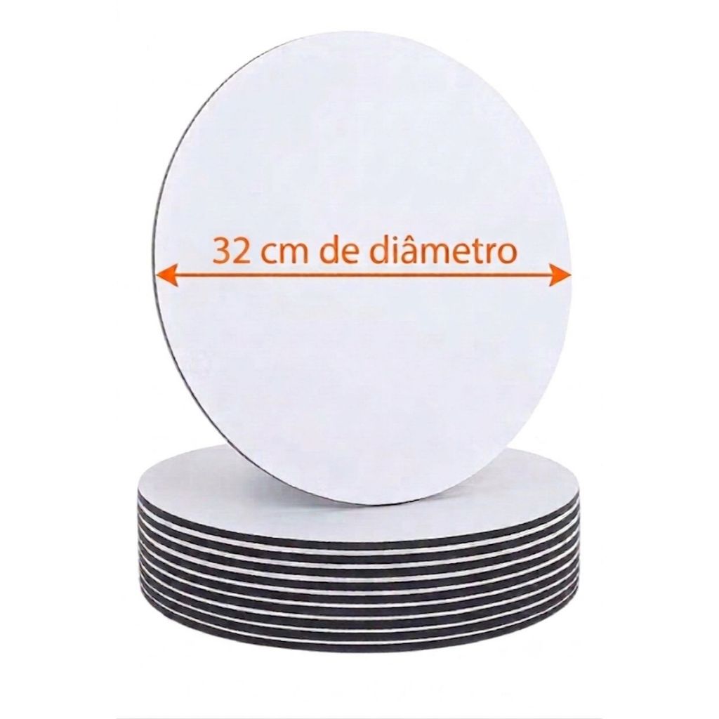 KIT 10 CAKE BOARD 32CM/ PRATO/ TÁBUA/ BOLO/ MDF 3MM BRANCO