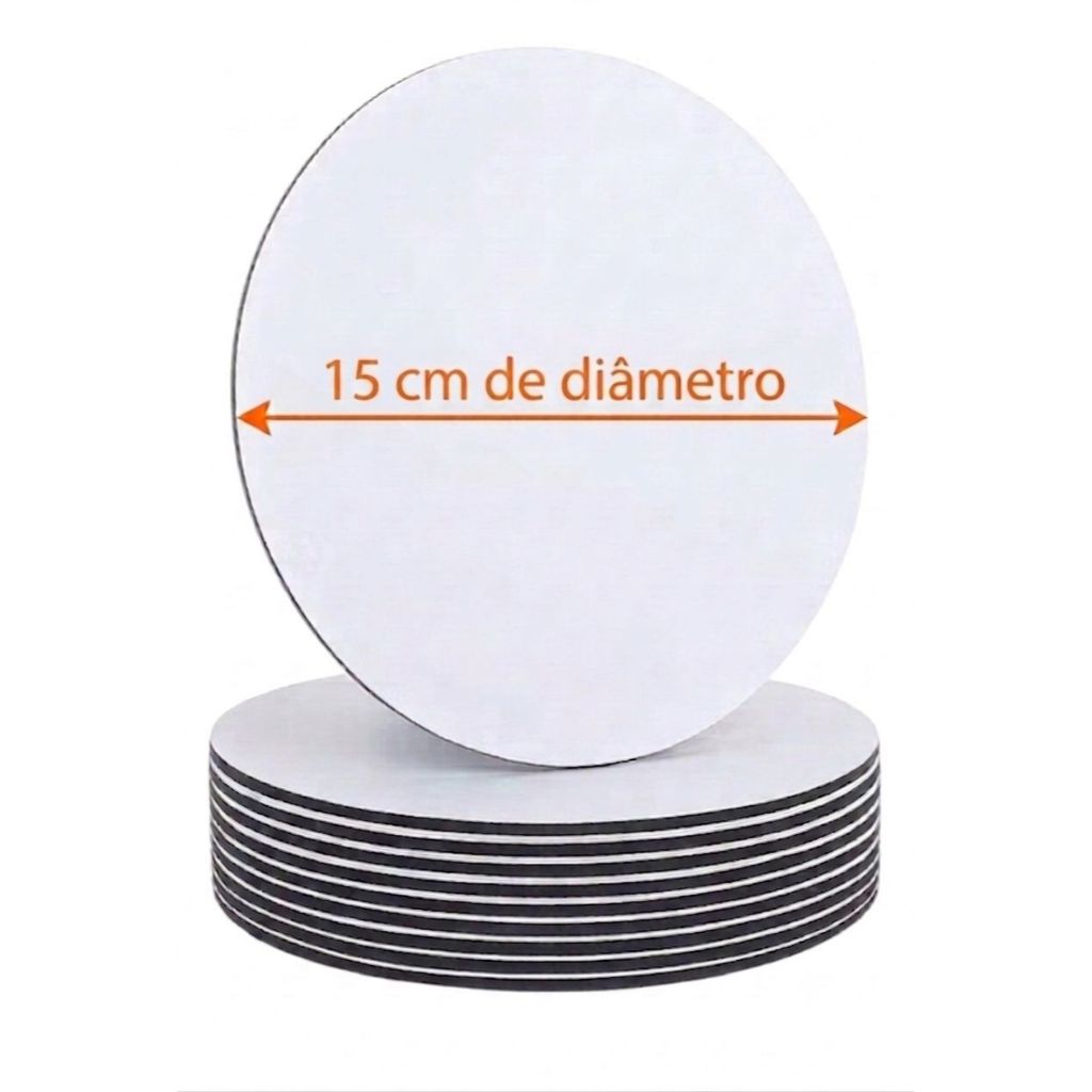 KIT 10 CAKE BOARD 15CM/ PRATO/ TÁBUA/ BOLO/ MDF 3MM BRANCO
