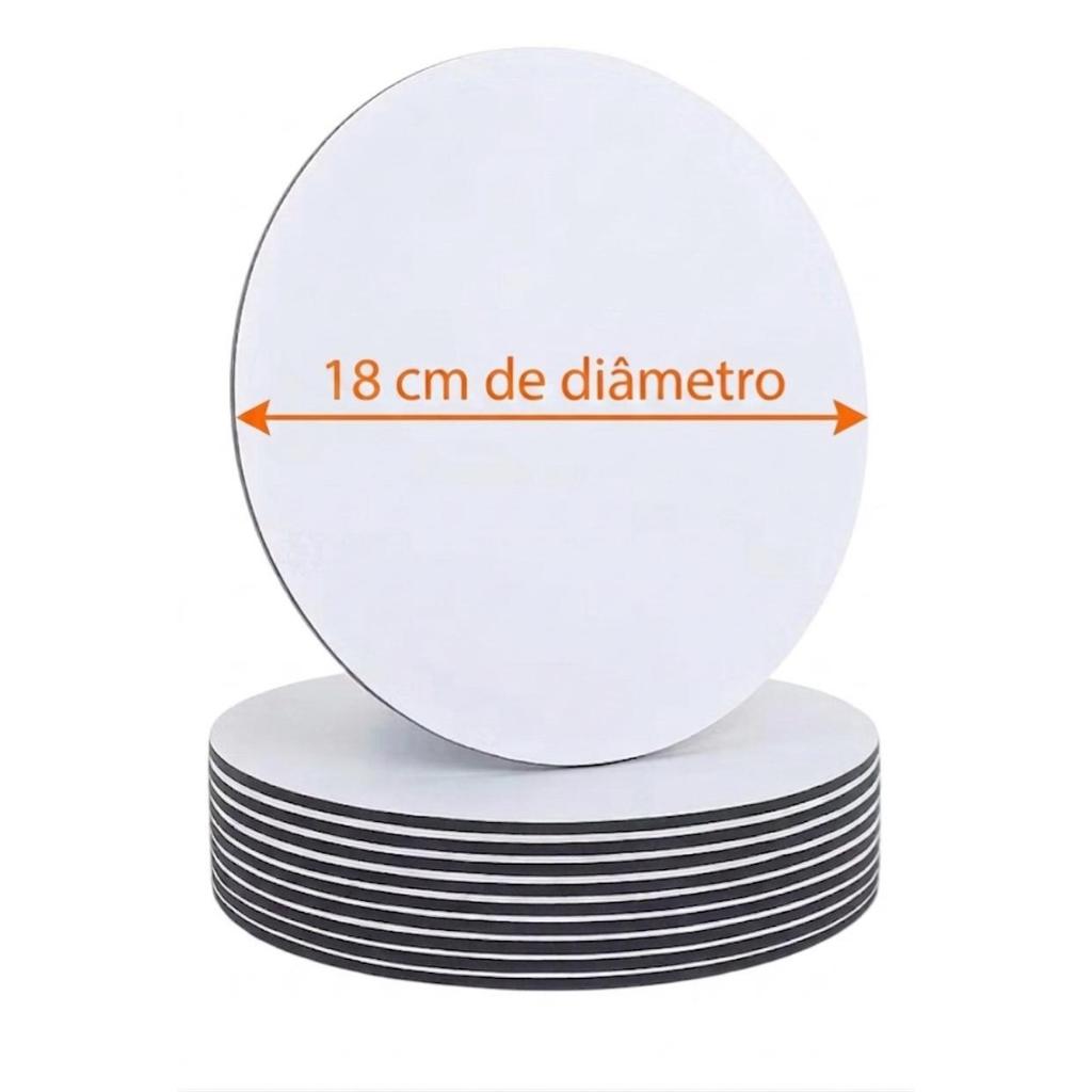 KIT 10 CAKE BOARD 18CM/ PRATO/ TÁBUA/ BOLO/ MDF 3MM BRANCO