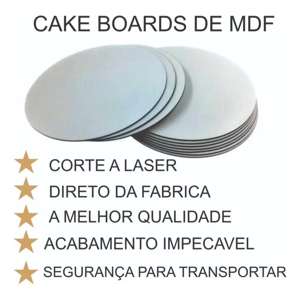 KIT 10 CAKE BOARD 23CM/ PRATO/ TÁBUA/ BOLO/ MDF 3MM BRANCO