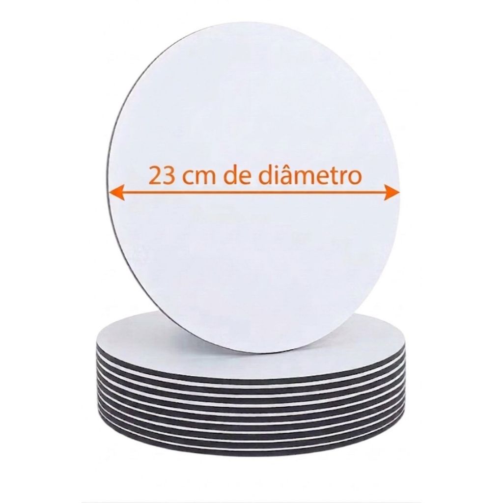 KIT 10 CAKE BOARD 23CM/ PRATO/ TÁBUA/ BOLO/ MDF 3MM BRANCO