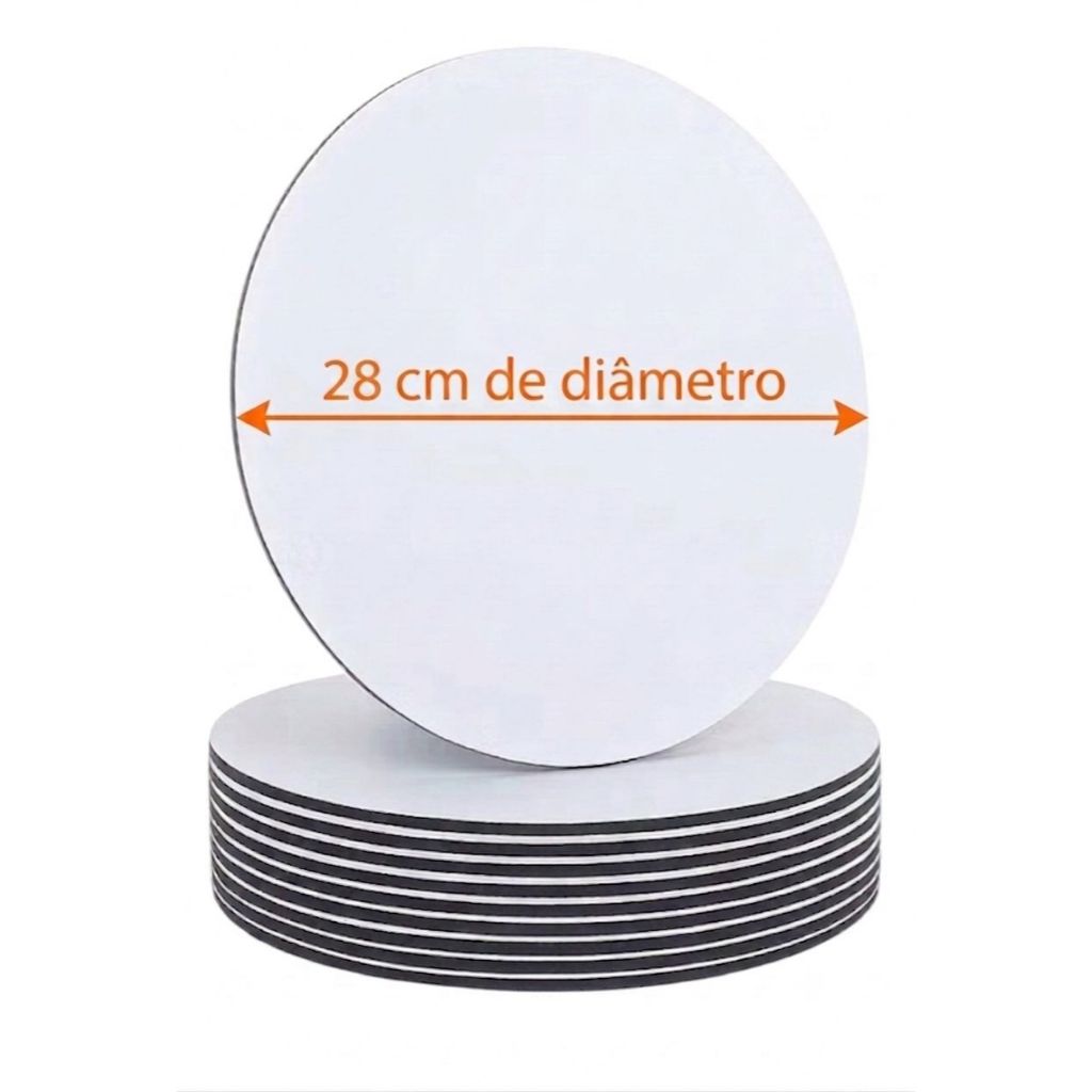 KIT 10 CAKE BOARD 28CM/ PRATO/ TÁBUA/ BOLO/ MDF 3MM BRANCO