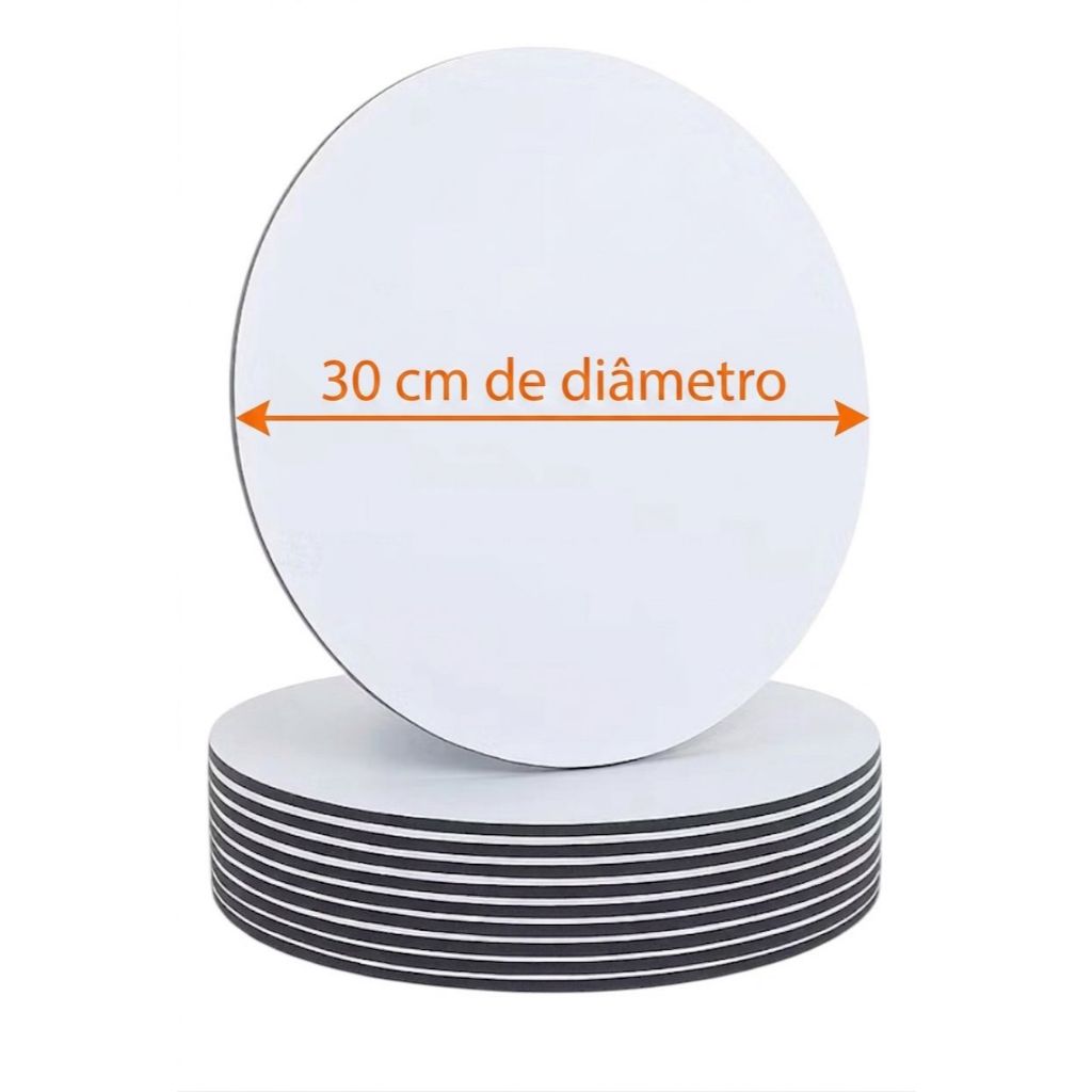 KIT 10 CAKE BOARD 30CM/ PRATO/ TÁBUA/ BOLO/ MDF 3MM BRANCO