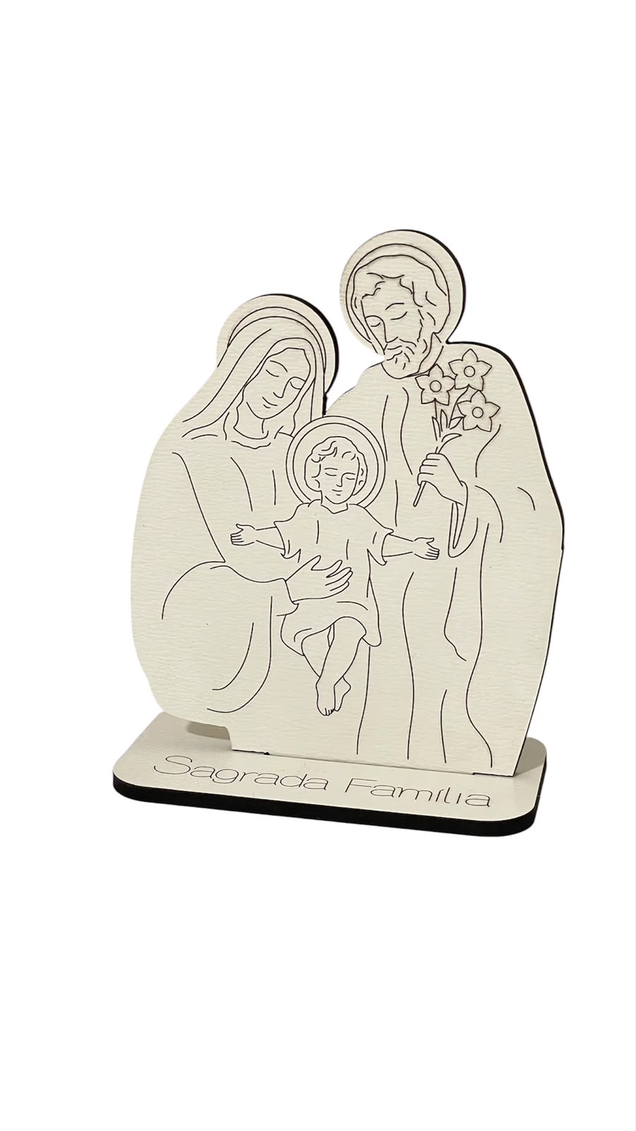 Kit Lembrancinhas Sagrada Família MDF Branco - 10 Unidades