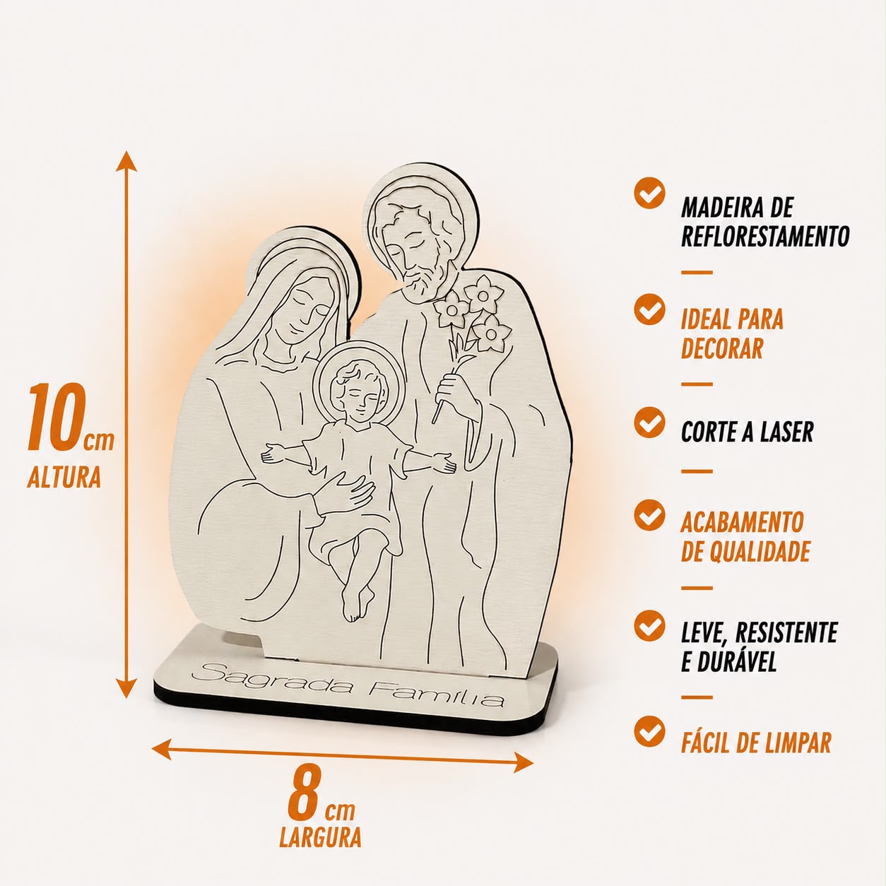 Kit Lembrancinhas Sagrada Família MDF Branco - 10 Unidades