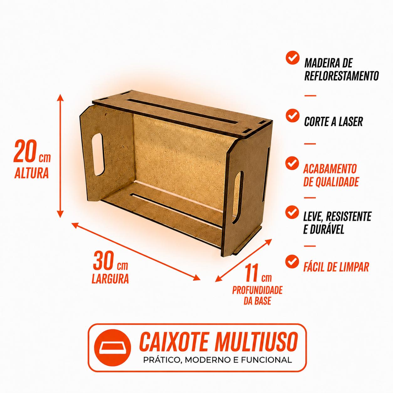 Kit Caixote MDF Cru 30X20X11CM Presentes/Cestas 5 Unidades