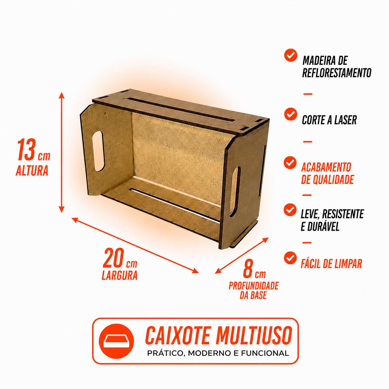 Kit Caixote MDF Cru 20X13X8CM Presentes/Cestas 5 Unidades