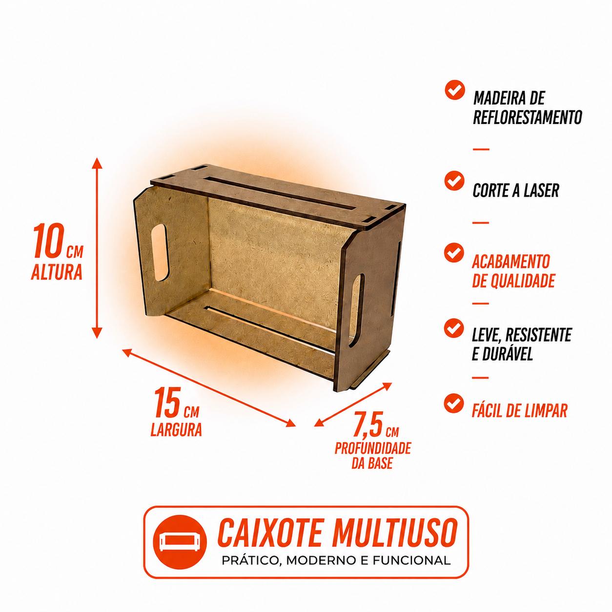 Kit Caixote MDF Cru 10X15X7,5CM Presentes/Cestas 5 Unidades