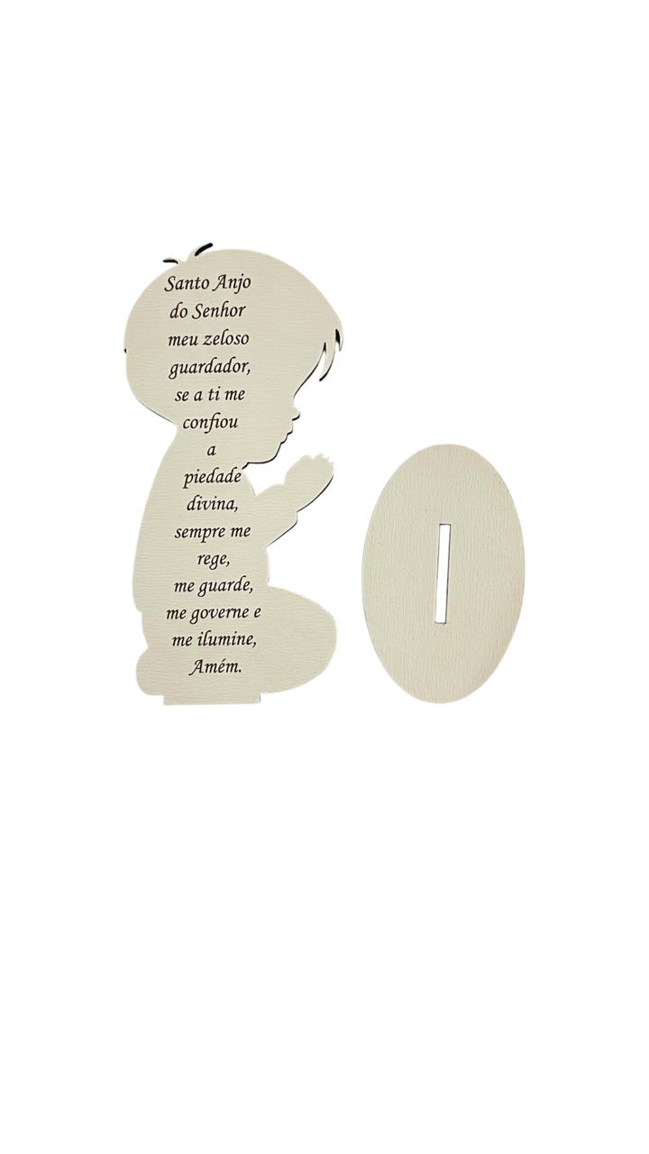 KIT 10 MENINO REZANDO ORAÇÃO SANTO ANJO MDF 3MM BRANC 14x8x5