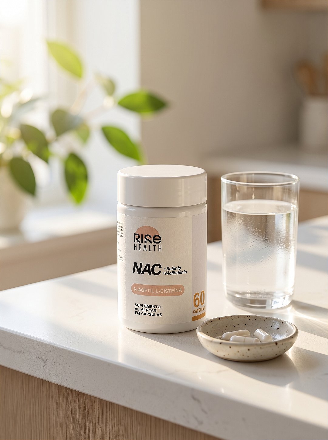 NAC N-Acetil L-Cisteína + Selênio + Molibdênio - Suplemento Alimentar - 60 Cápsulas