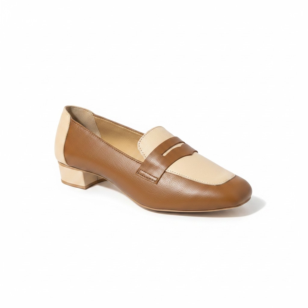 Mocassim Feminino em Couro Fly Premium Caramelo e Amêndoa Bico Quadrado Palmilha Comfort Pig Solado Antiderrapante